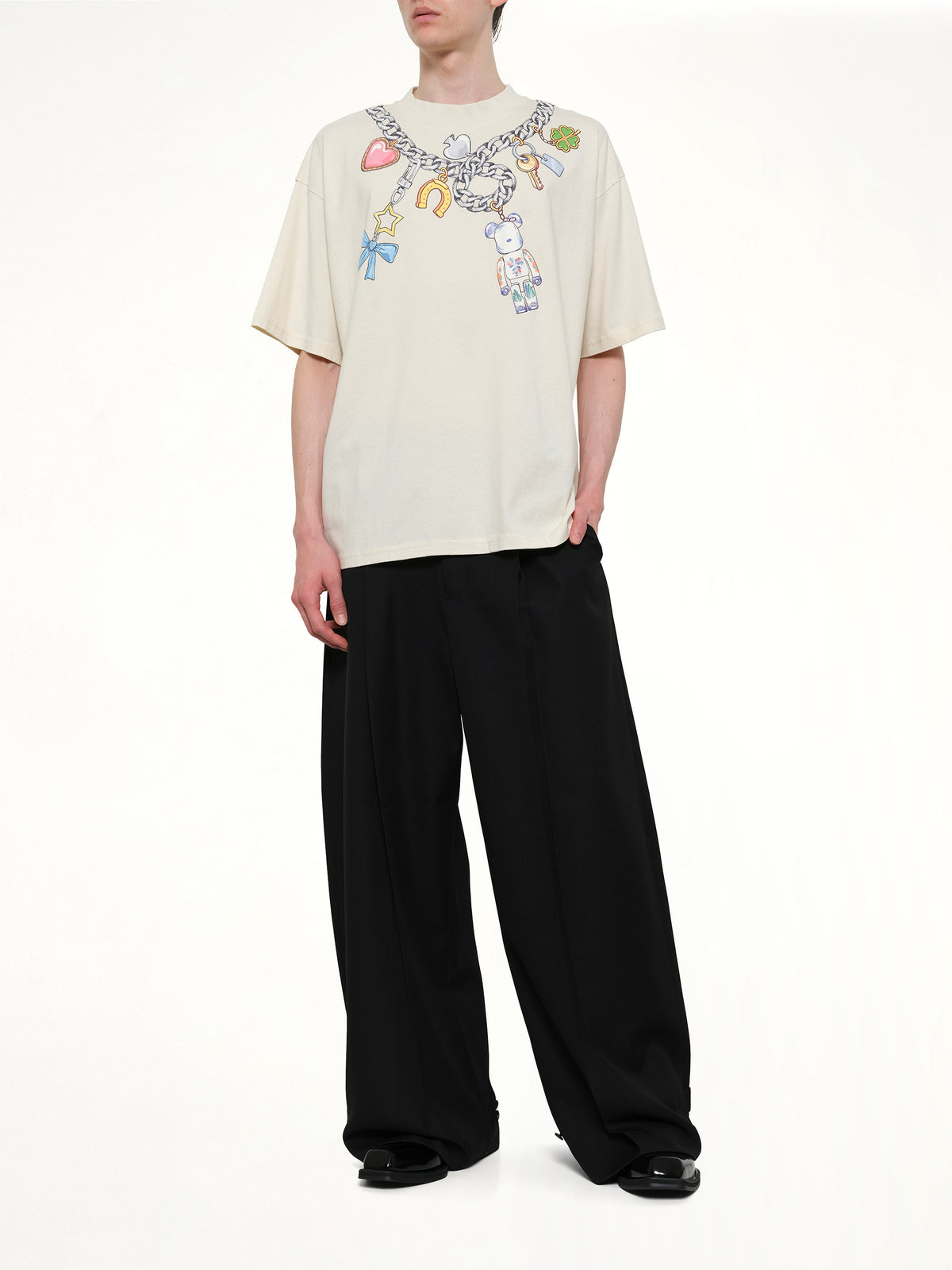 Bearbrick Print Cotton T-Shirt in Natural Raw