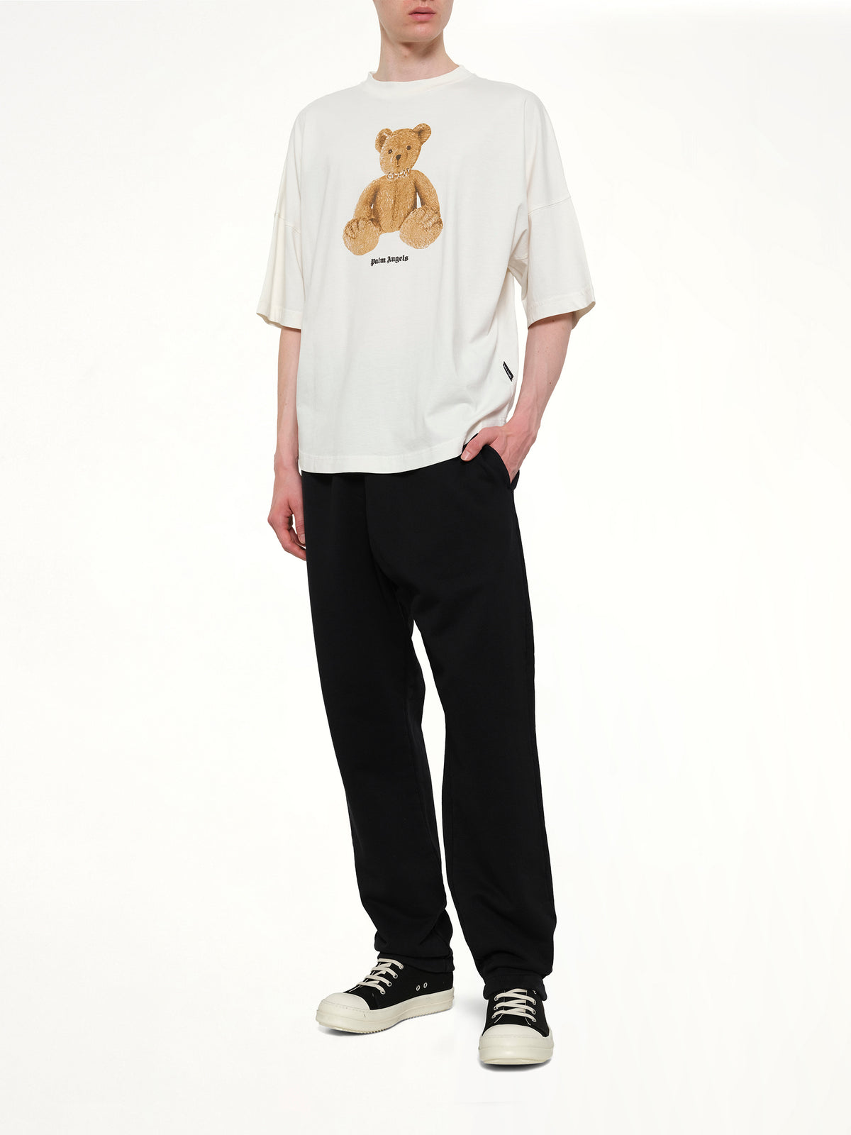 Bear Over T-Shirt in Off White/Brown