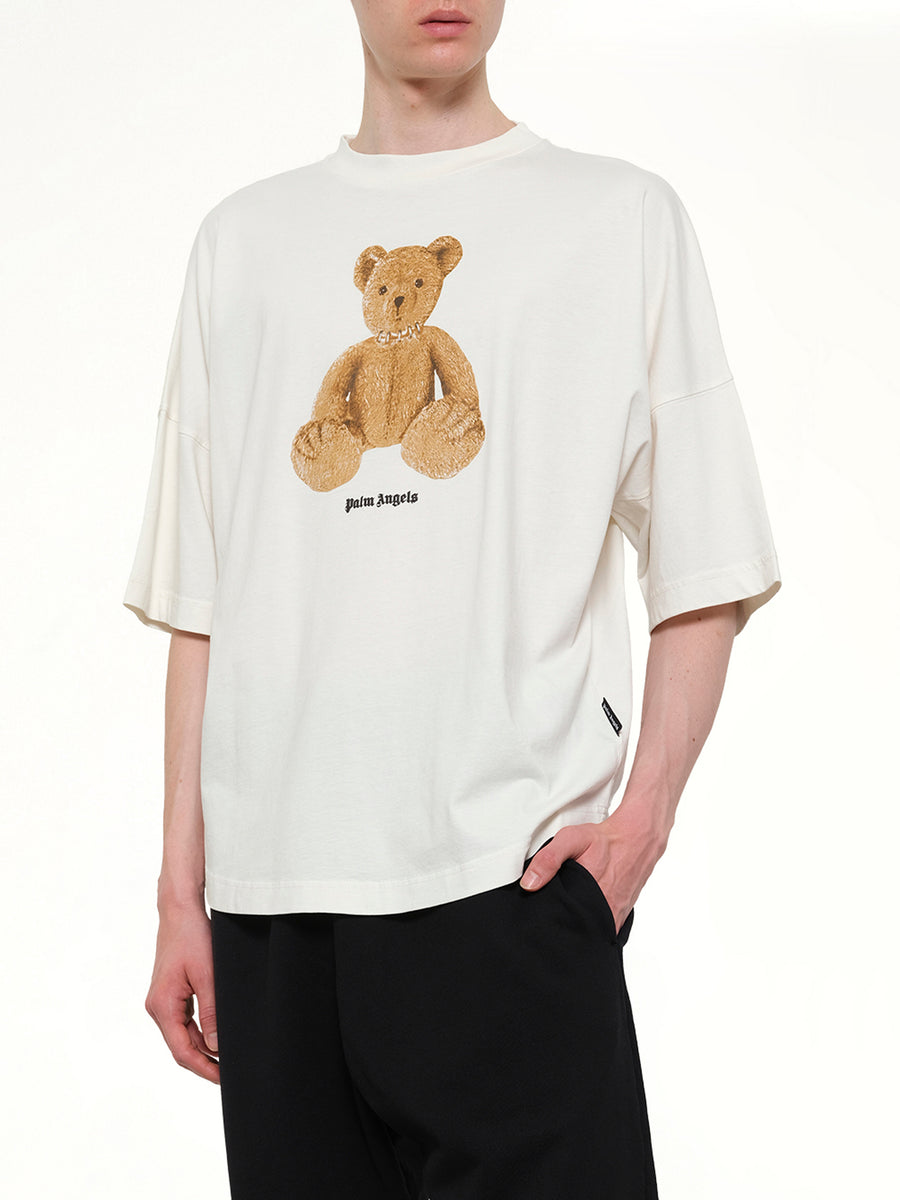 Bear Over T-Shirt in Off White/Brown