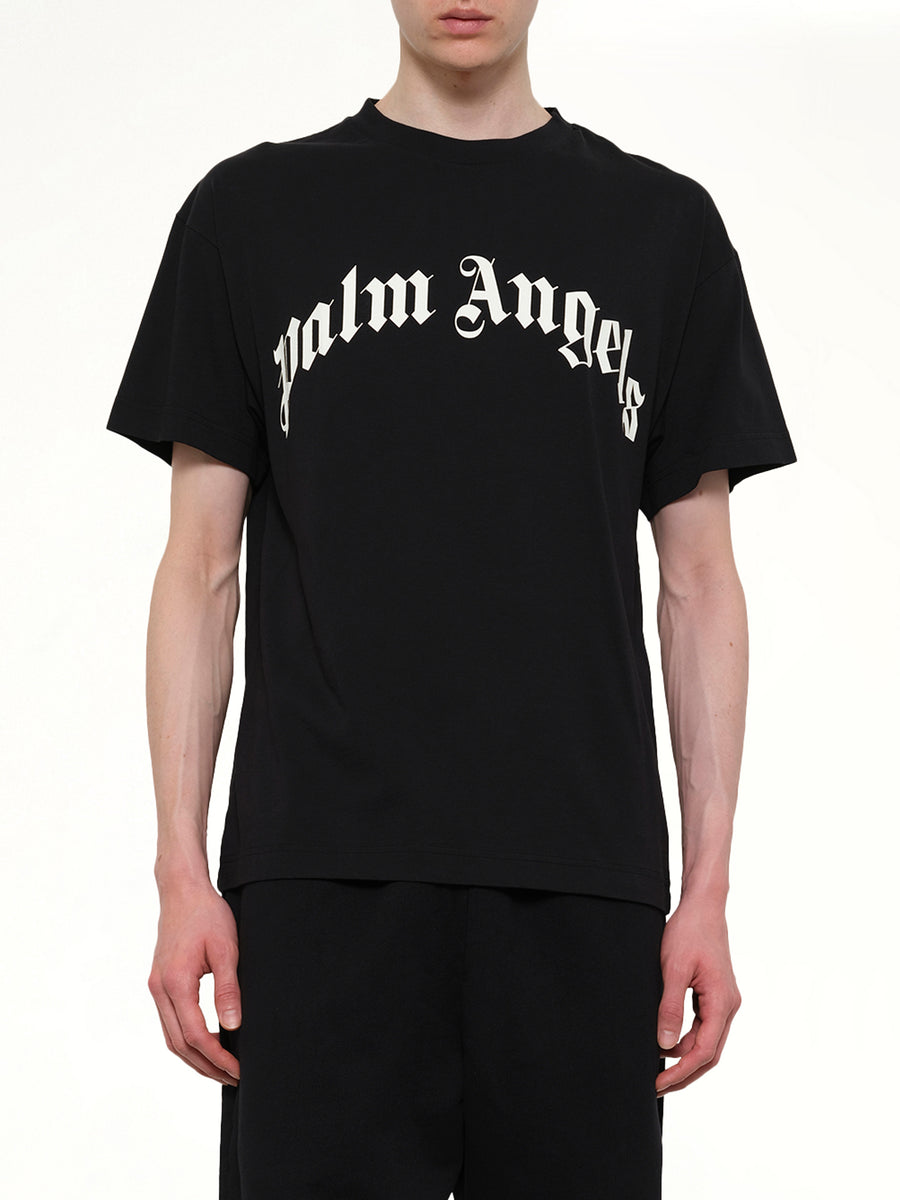Curved Logo Regular T-Shirt in Black/Off White