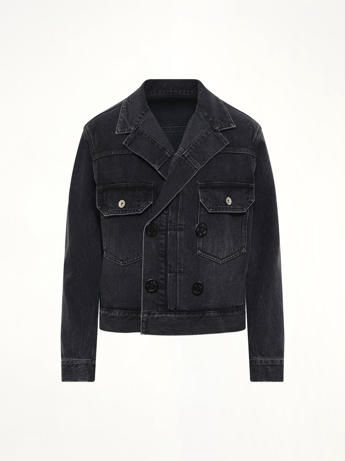 Double Breasted Denim Jacket in Black