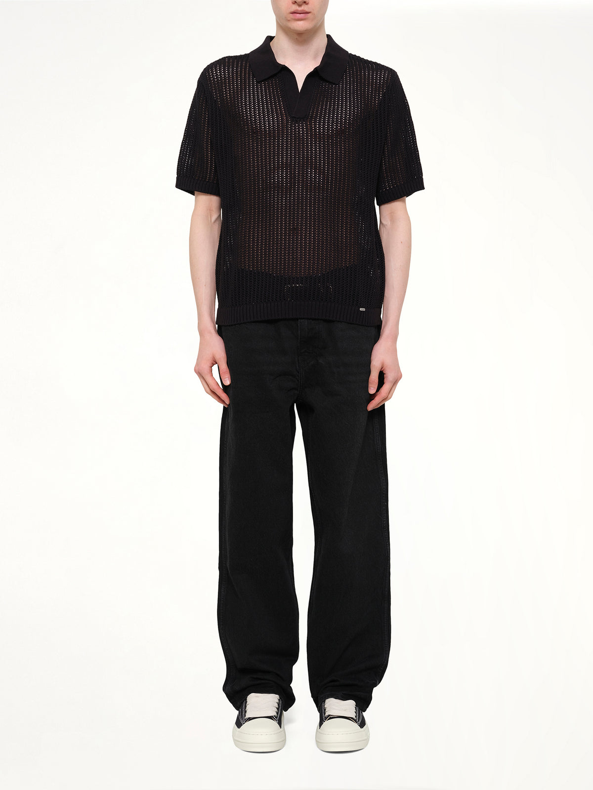 Beverly Knit Polo in Jet Black