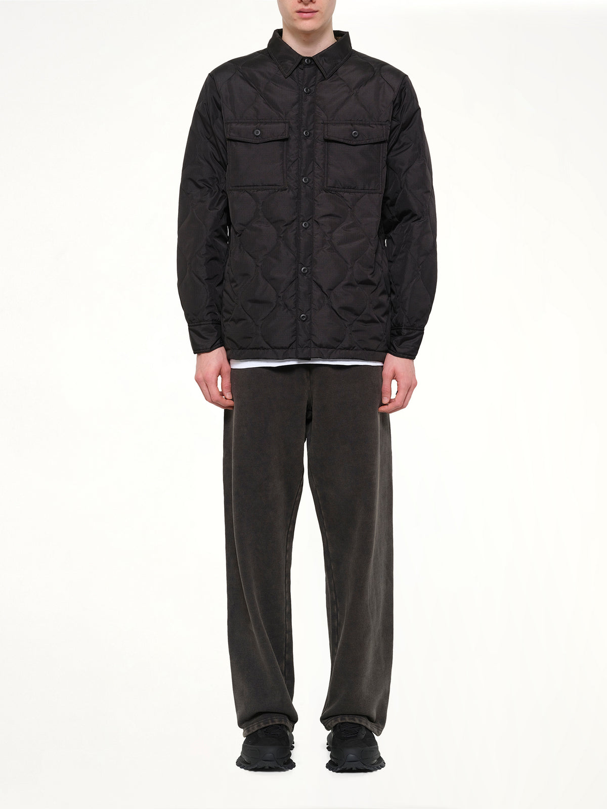 Military Down Shirt in Black