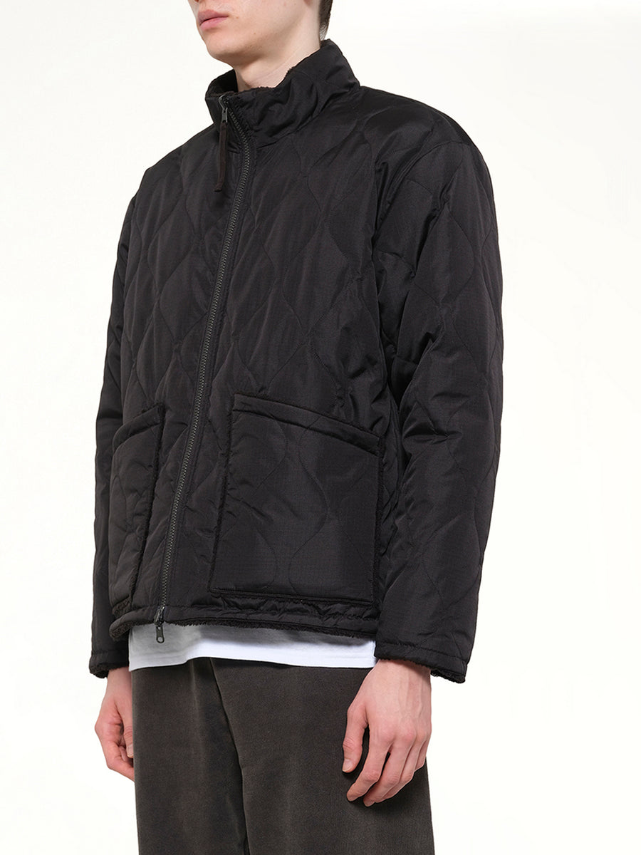 Military Reversible Down Boa Jacket in Black