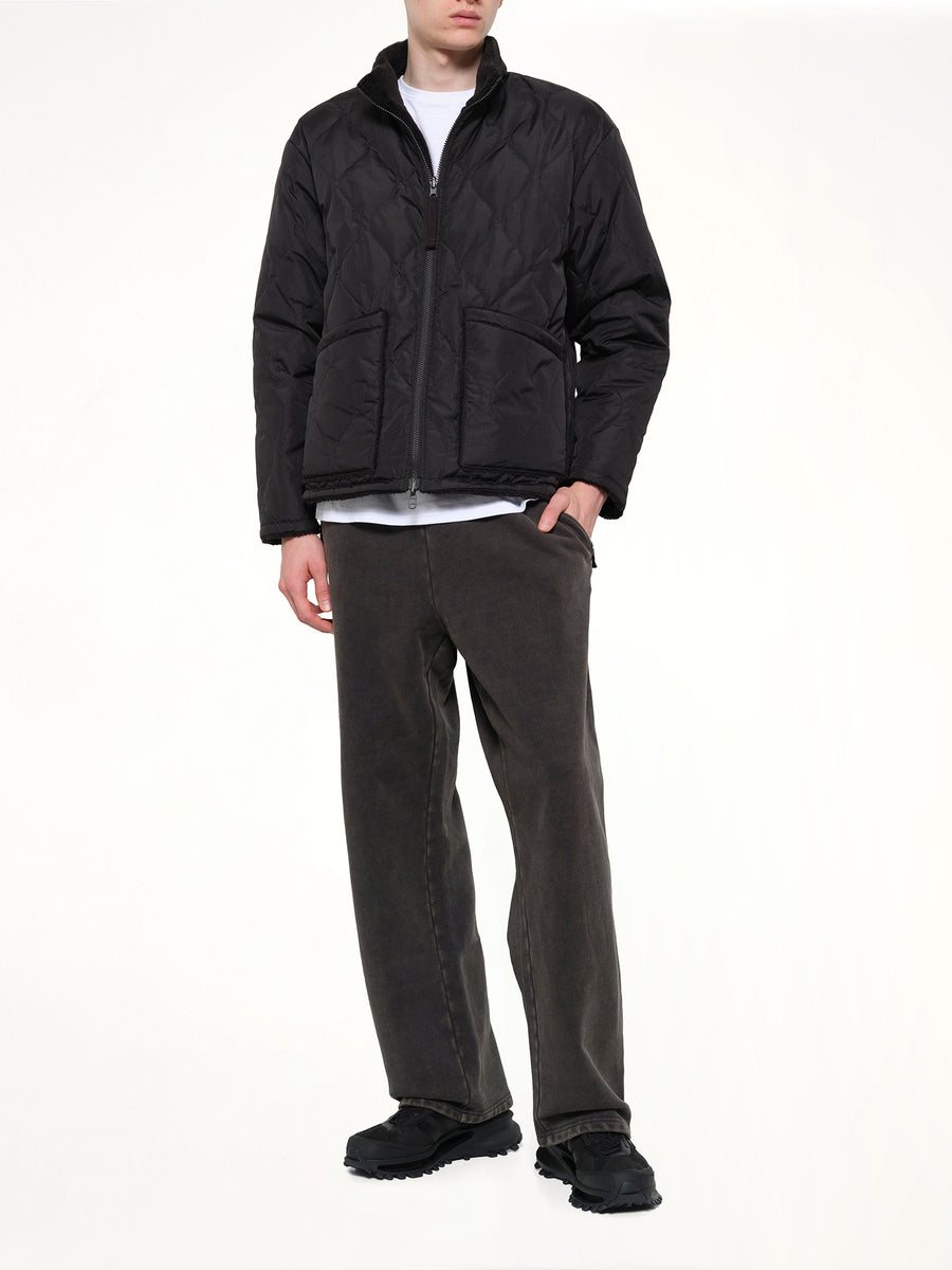 Military Reversible Down Boa Jacket in Black