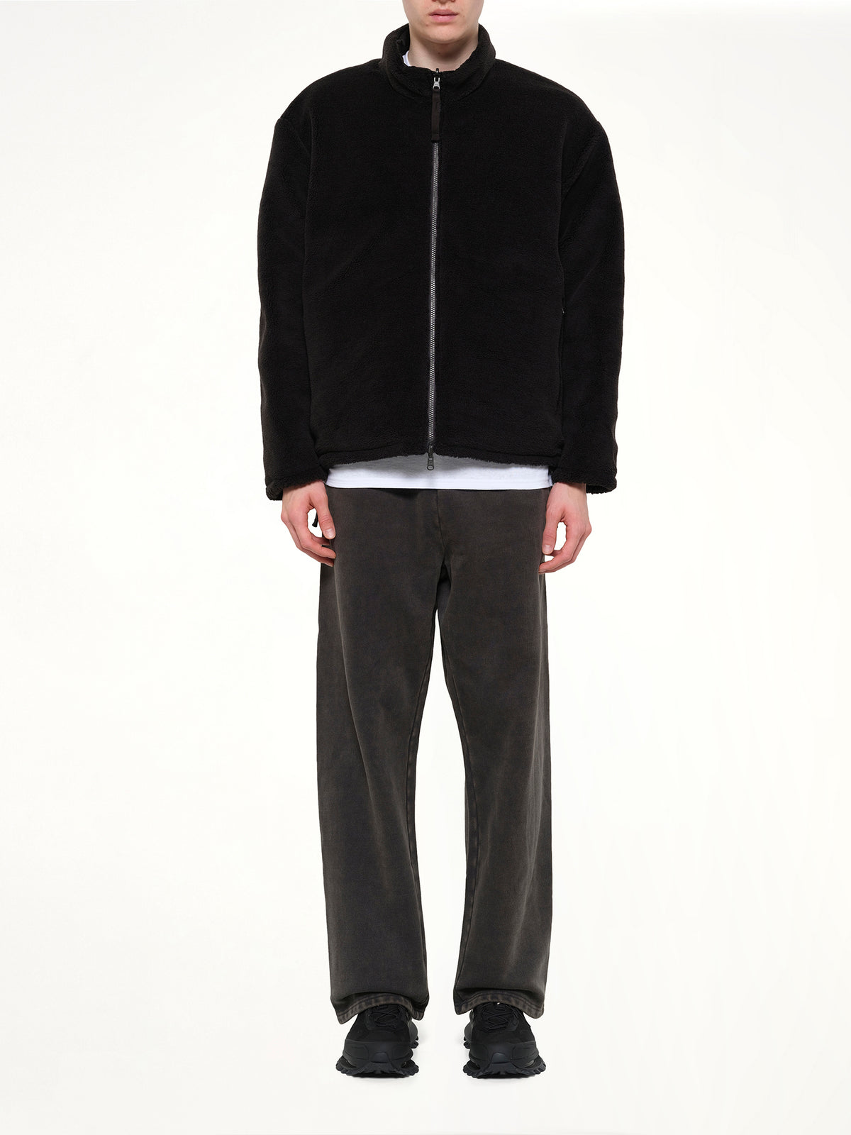 Military Reversible Down Boa Jacket in Black