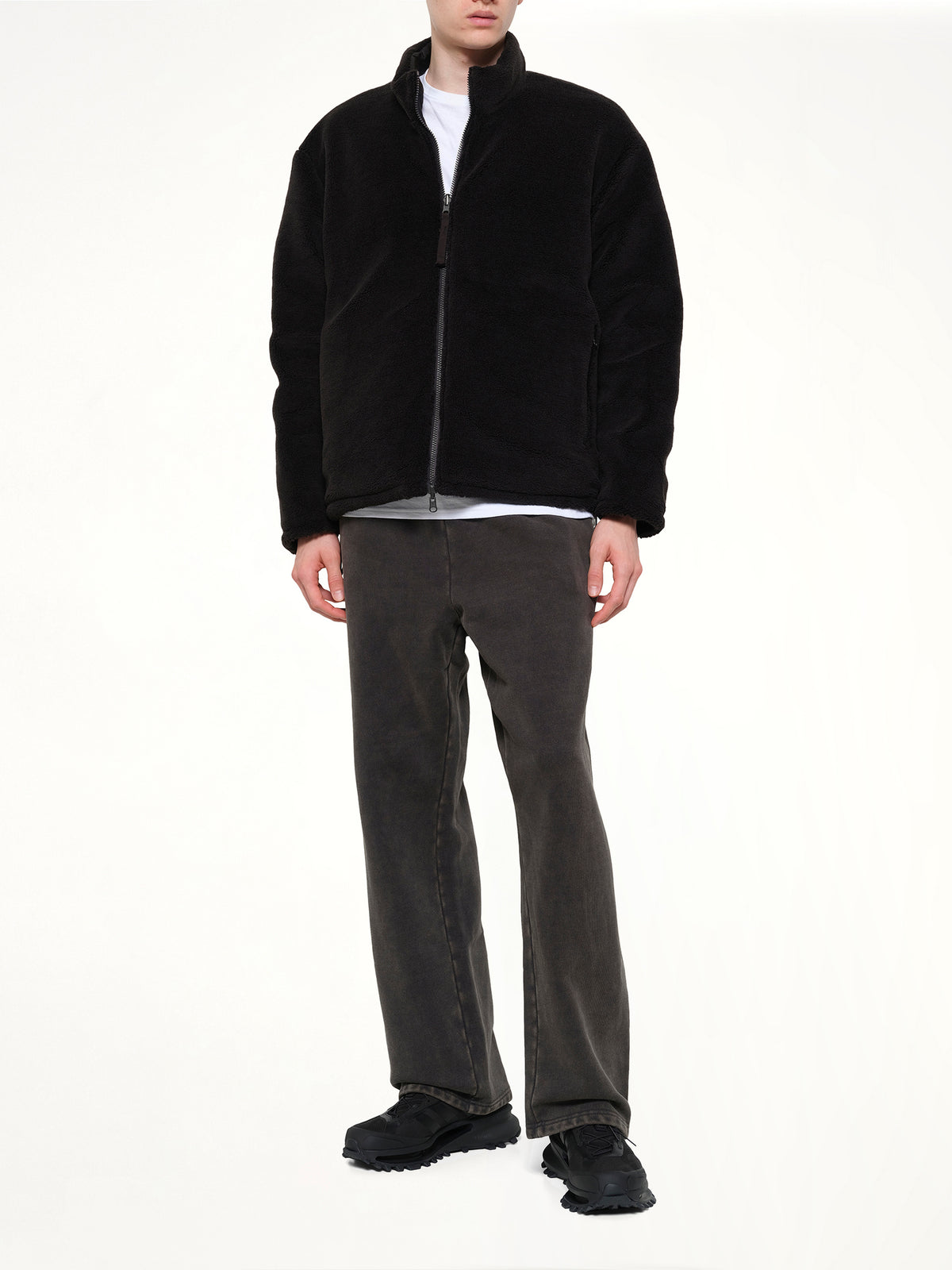 Military Reversible Down Boa Jacket in Black