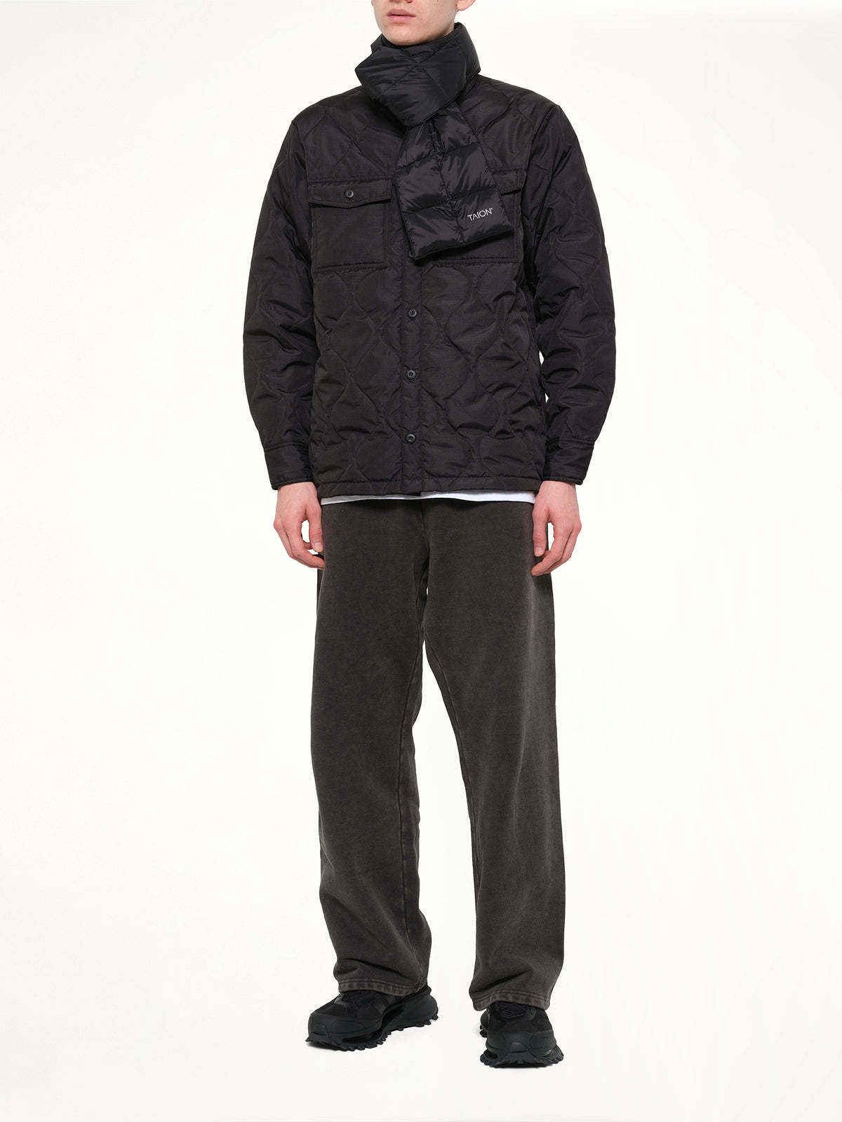 Military Reversible Down Scarf in Black
