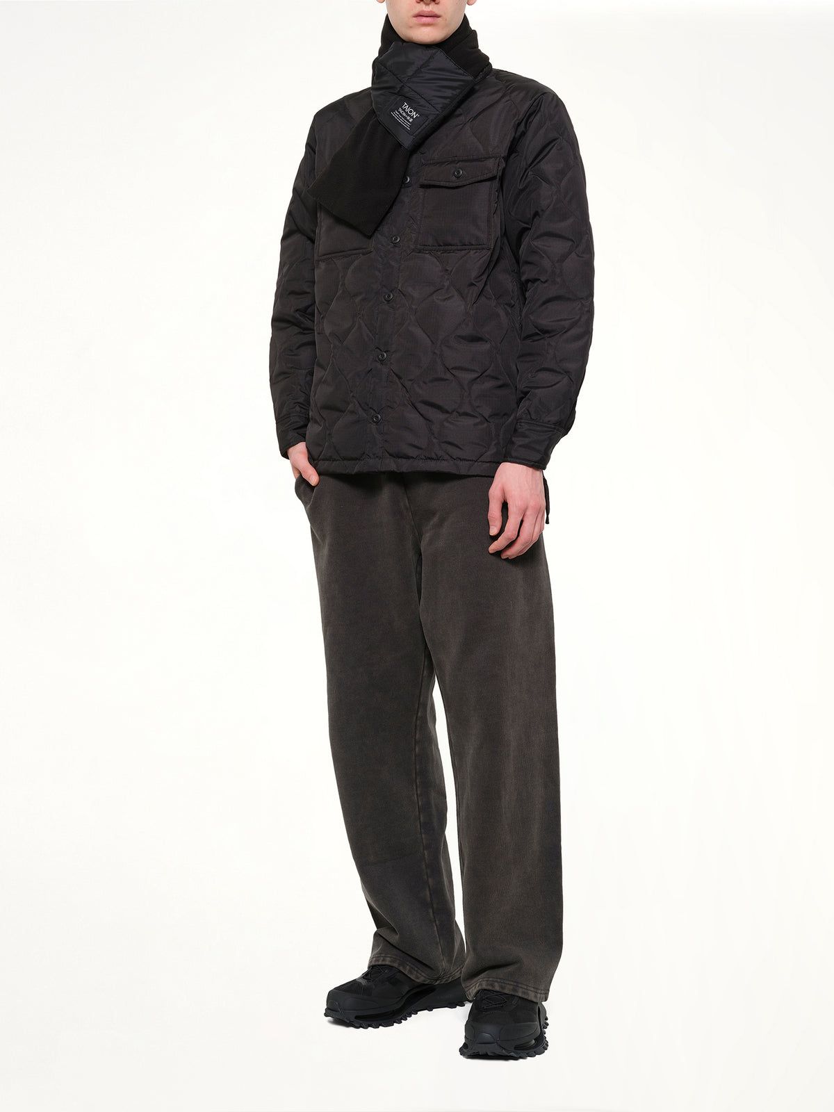 Military Reversible Down Scarf in Black