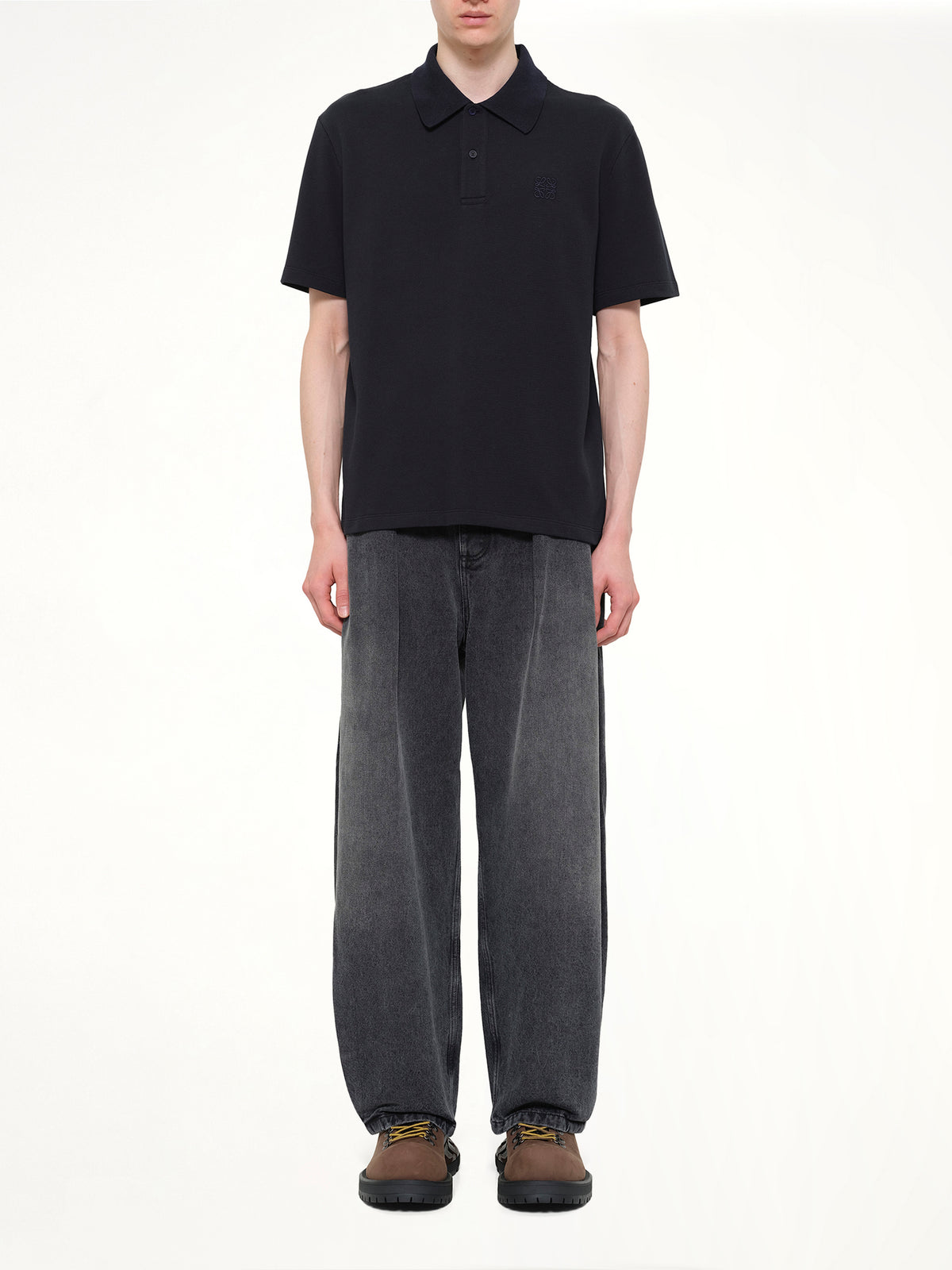 Tonal Anagram Polo in Navy Blue