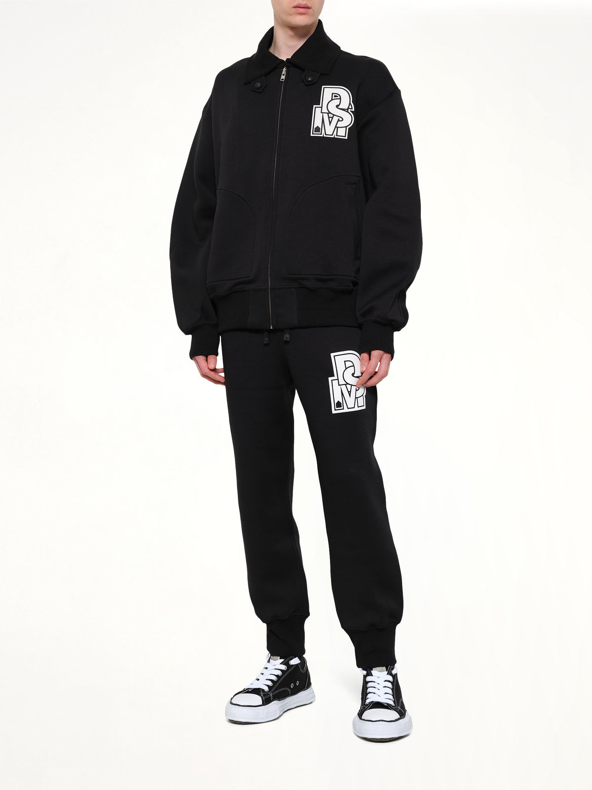 Doublet Knit Varsity Jacket in Black