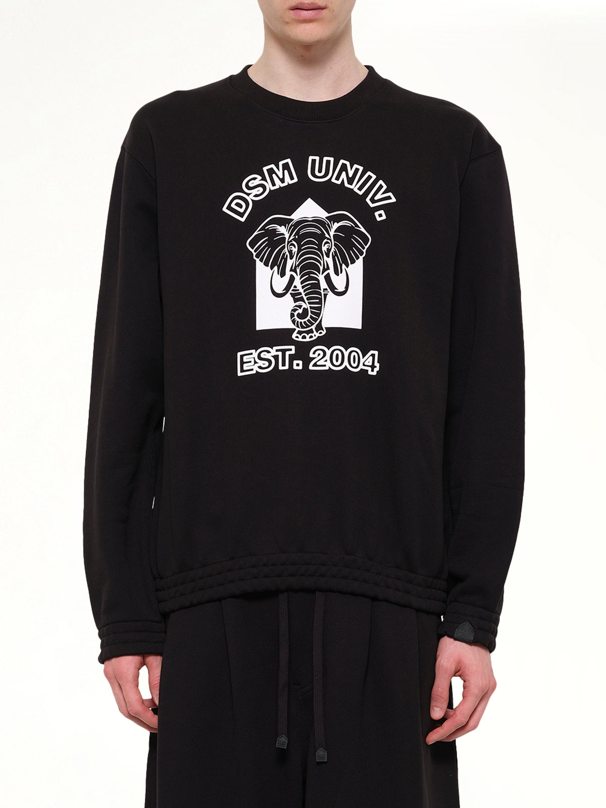 Pile Knit Cotton Sweatshirt in Black