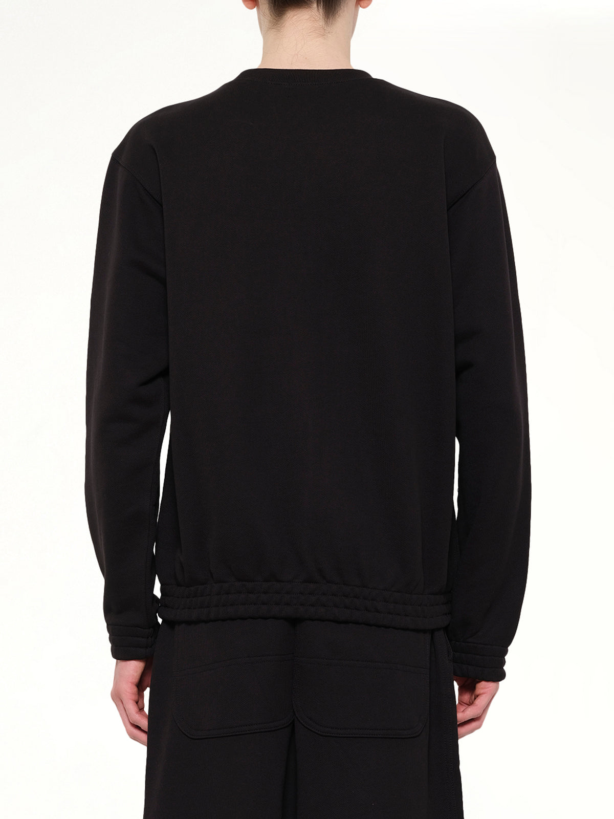 Pile Knit Cotton Sweatshirt in Black
