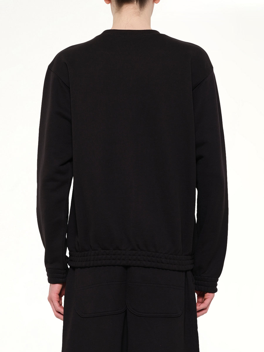 Pile Knit Cotton Sweatshirt in Black