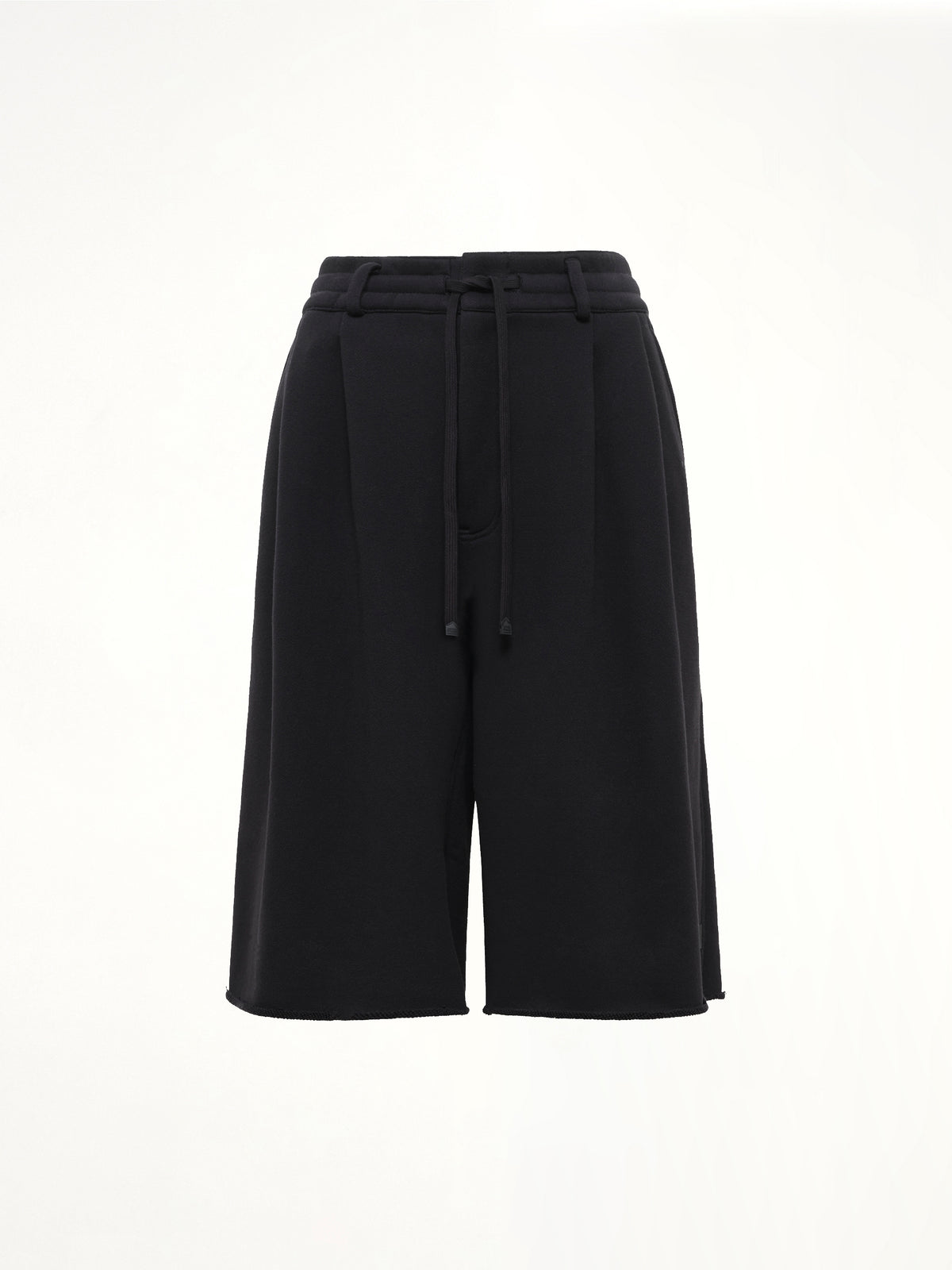 Pleated Shorts Back Pile Knit in Black