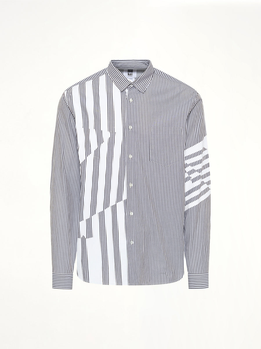 Printed Striped Woven Shirt in Black