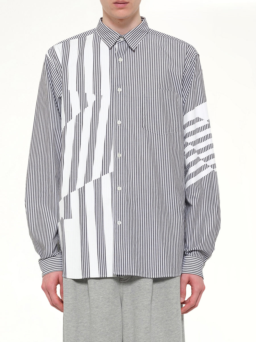 Printed Striped Woven Shirt in Black