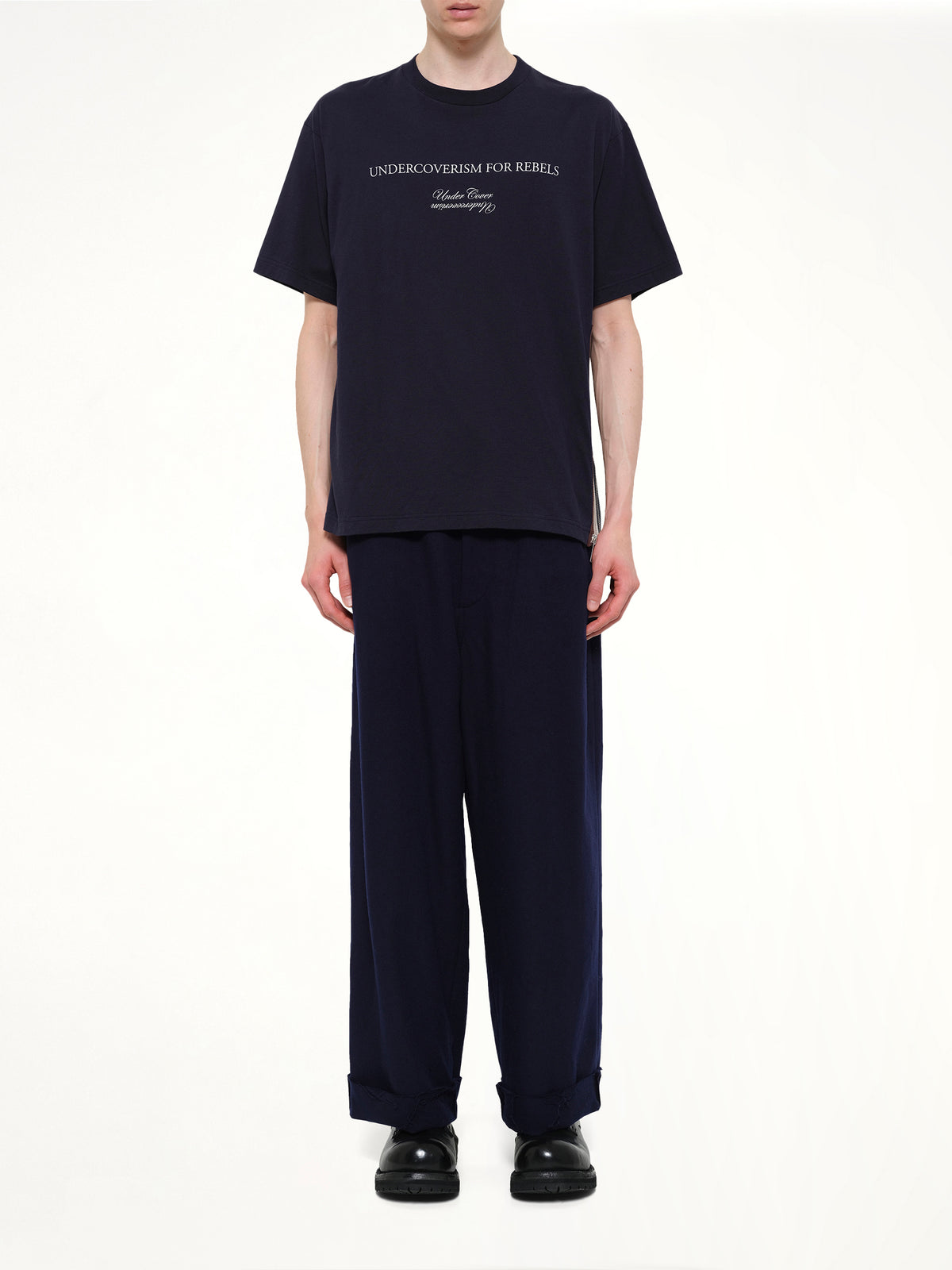 Side Zipper T-Shirt in Black