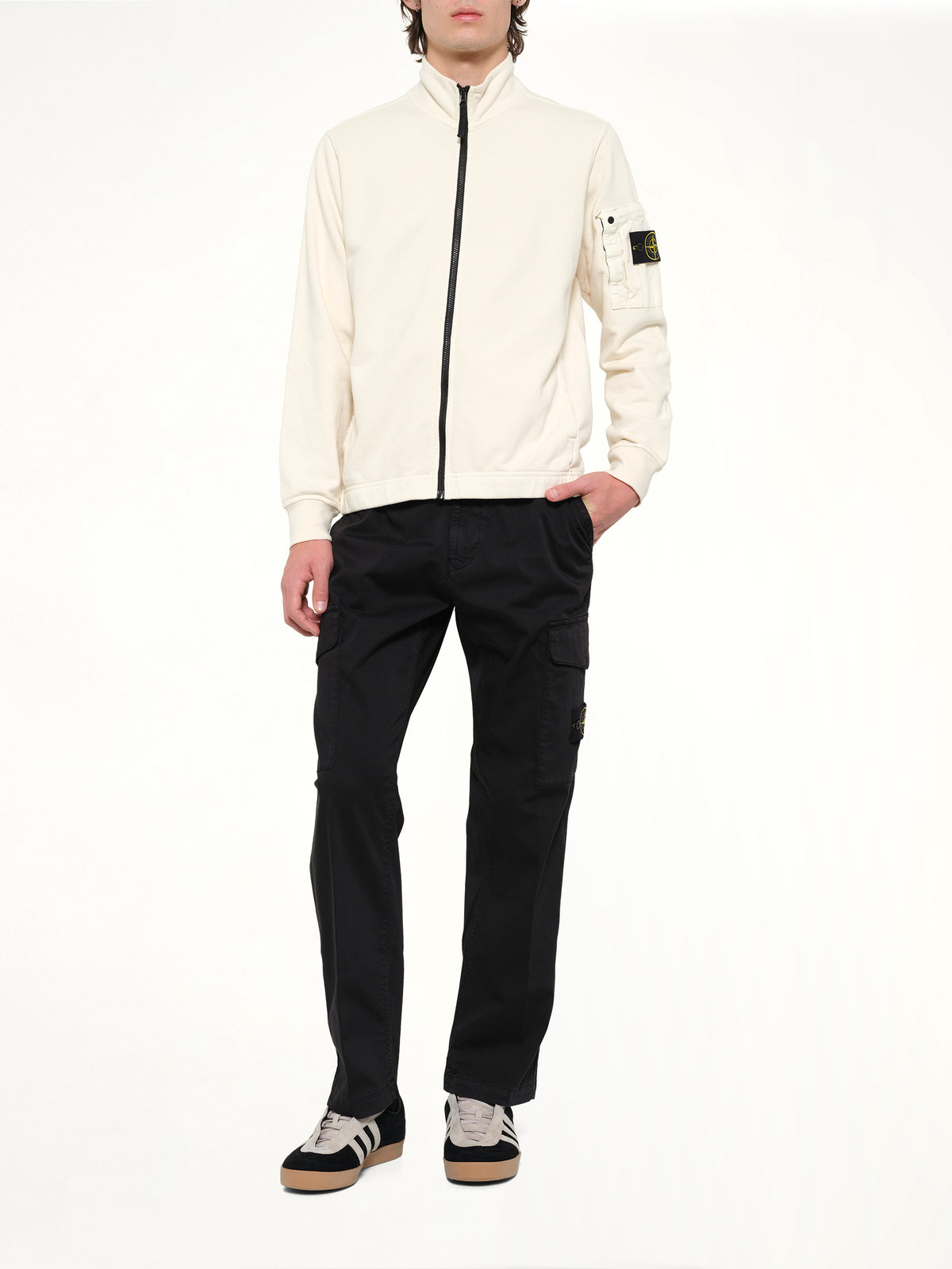 6100018 Zip Up Cardigan in Ivory