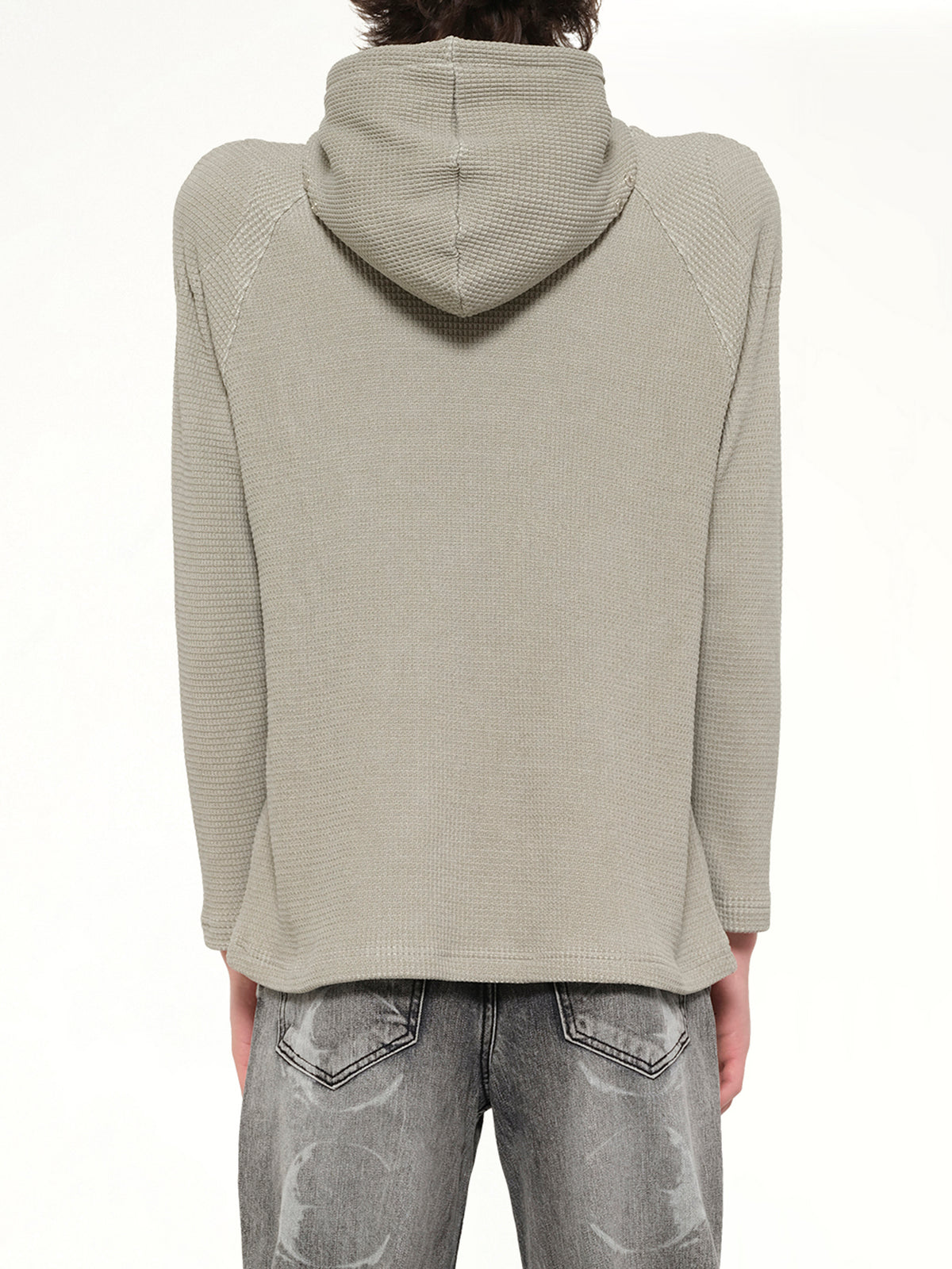 Bulk Shoulder Waffle Hoodie in Khaki