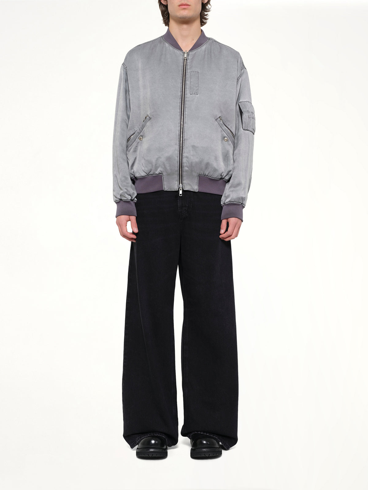 Cupro Bomber Jacket in Grey