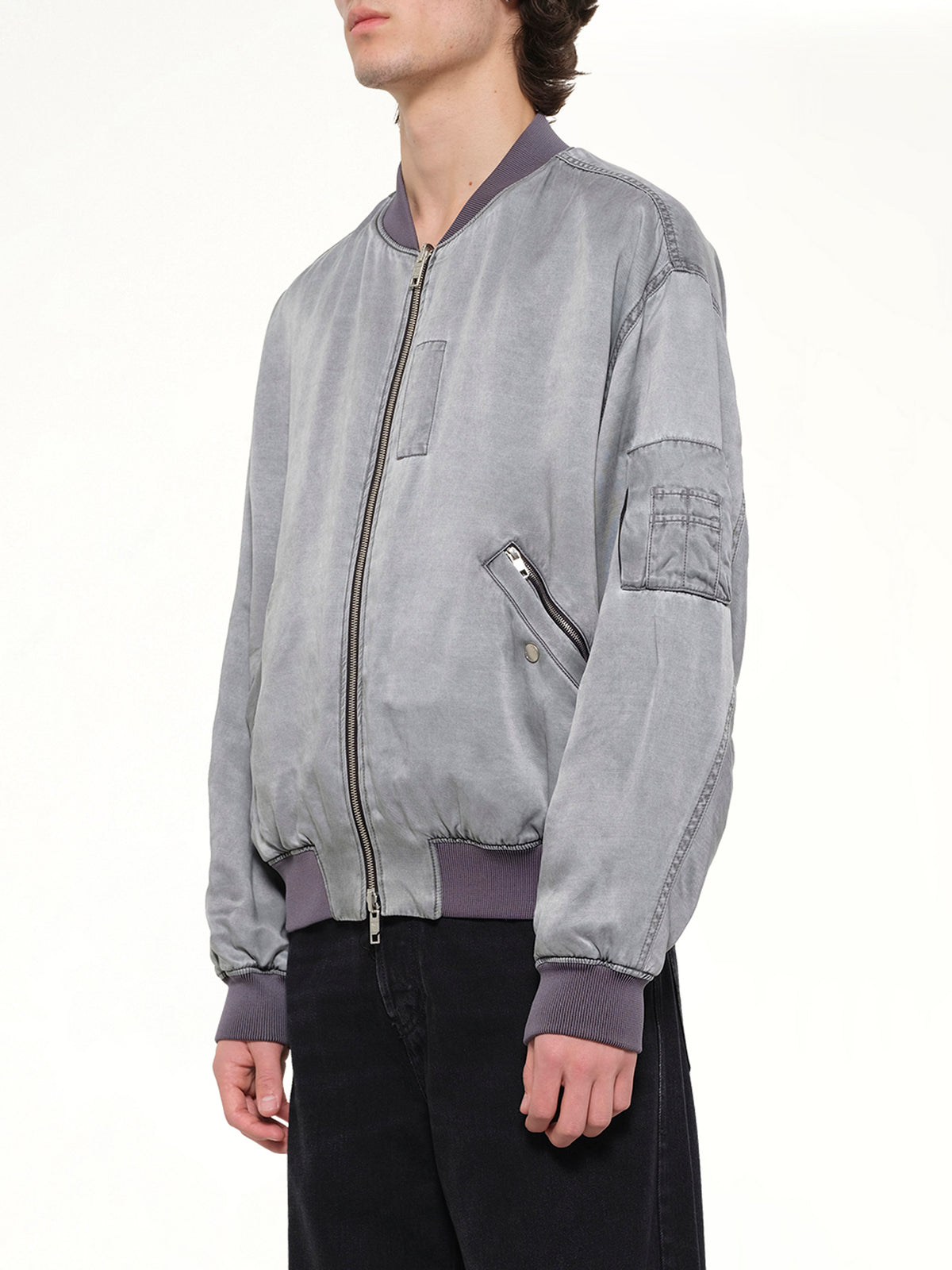 Cupro Bomber Jacket in Grey