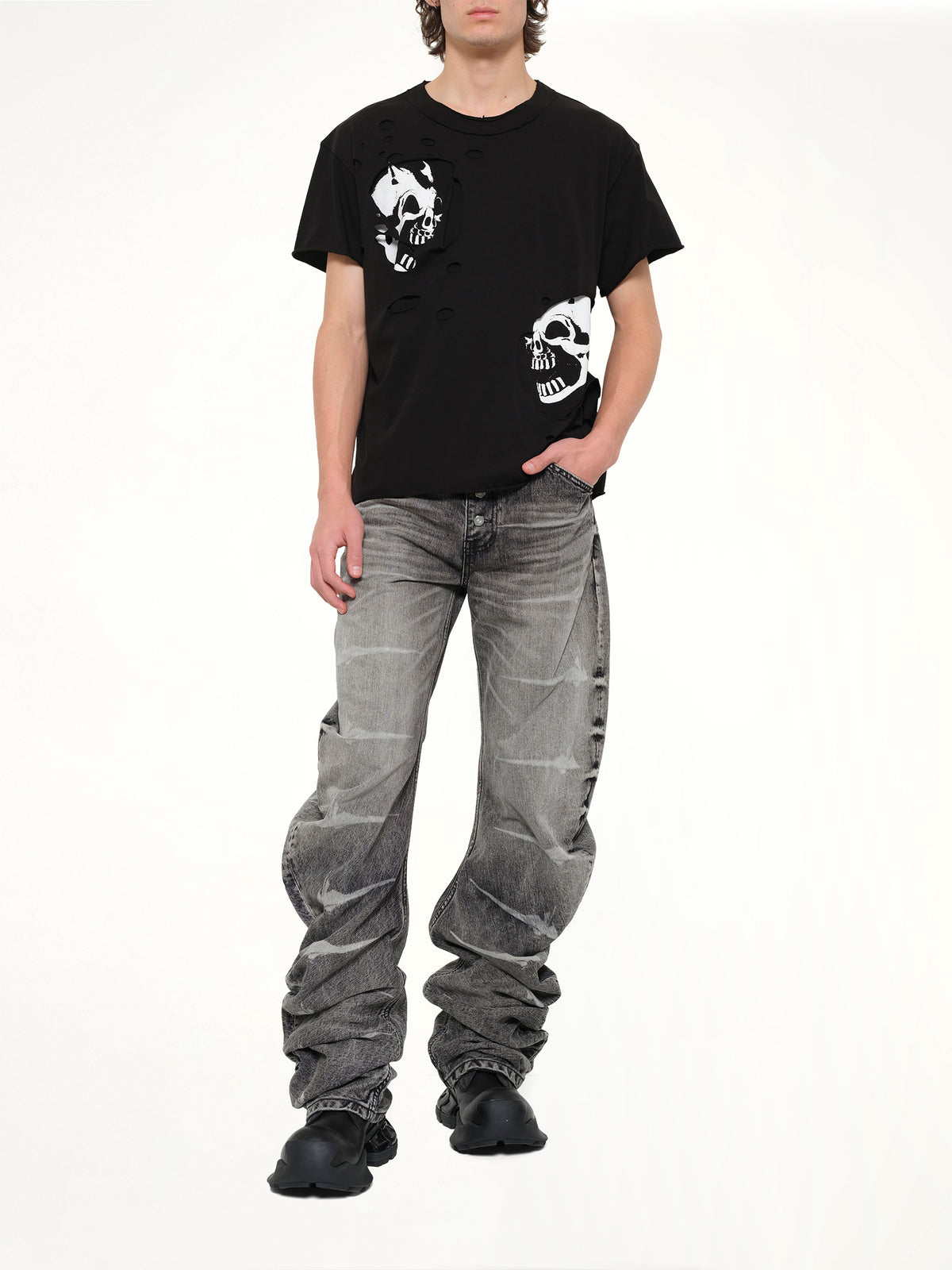 Dead Inside Double Layer T-Shirt in Black