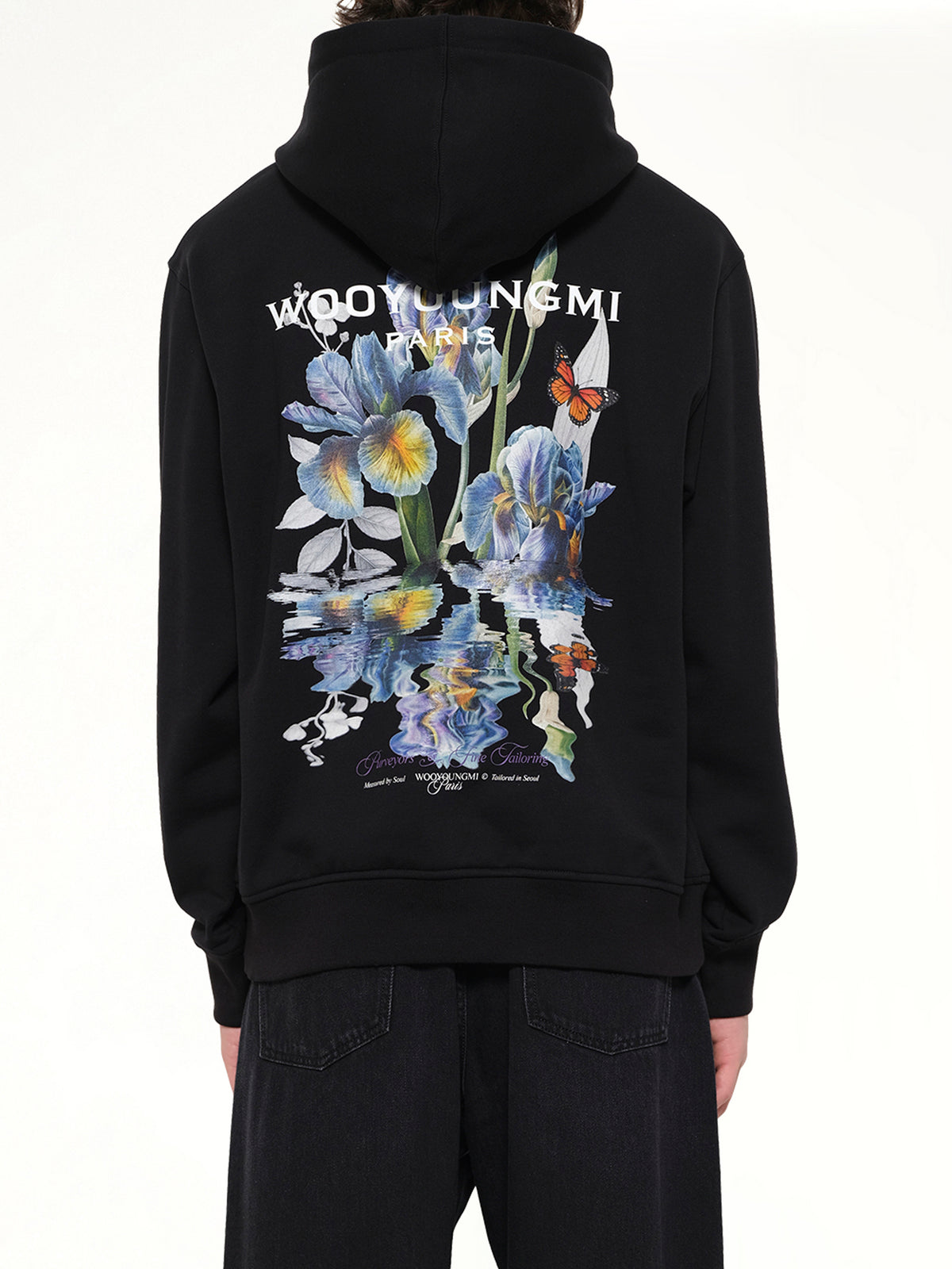Flower Back Print Hoodie in Black