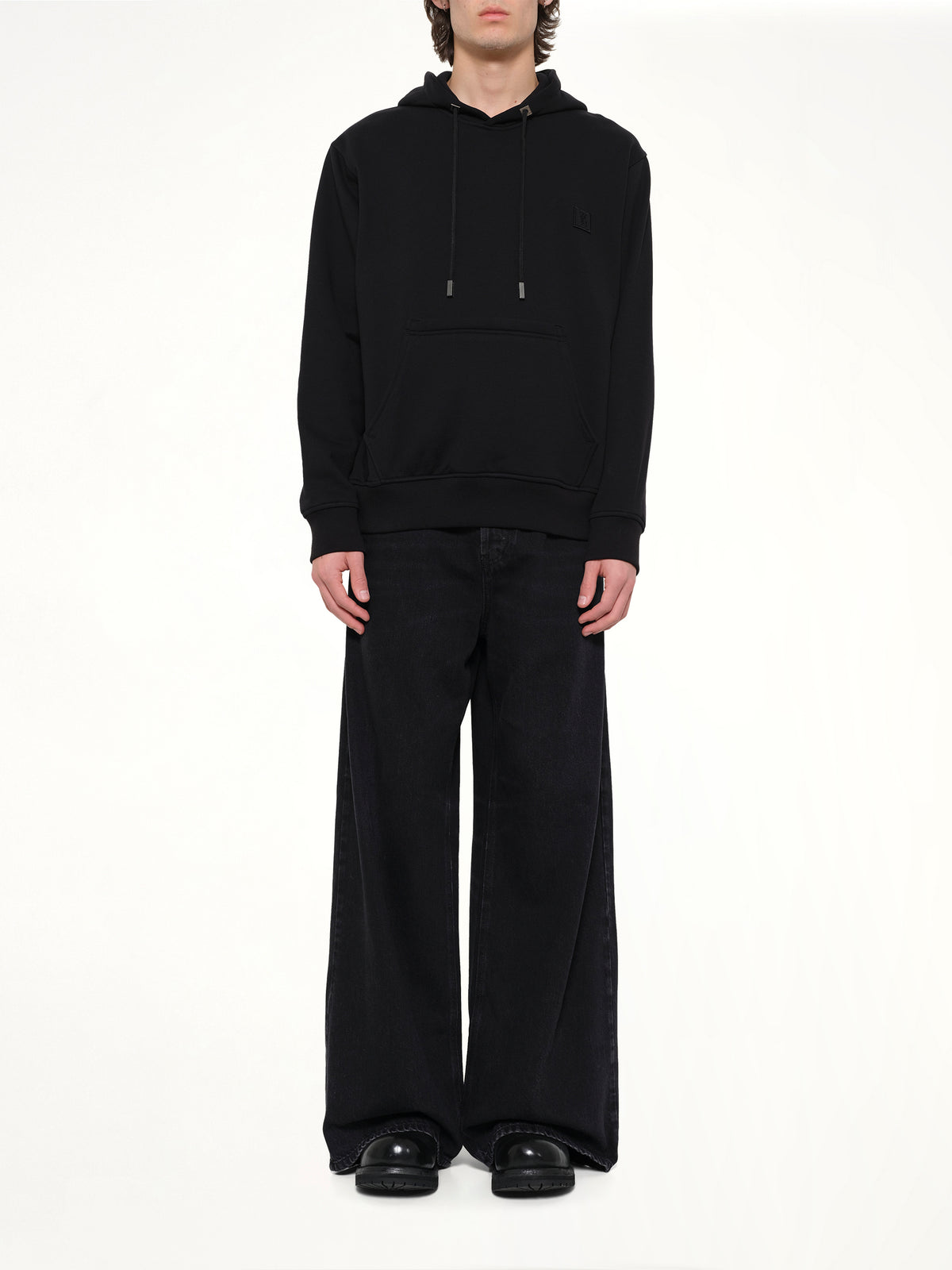 Flower Back Print Hoodie in Black