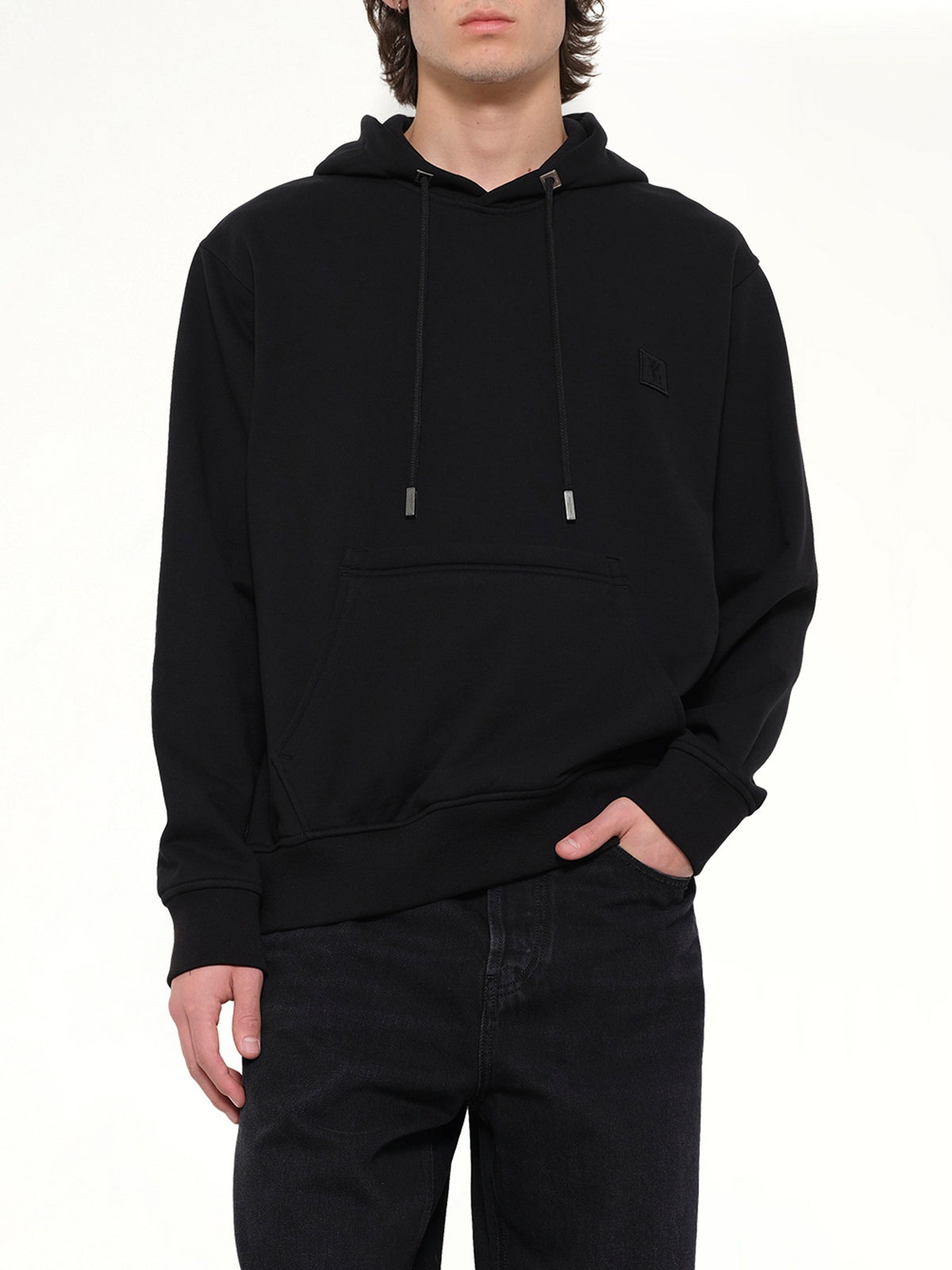 Flower Back Print Hoodie in Black