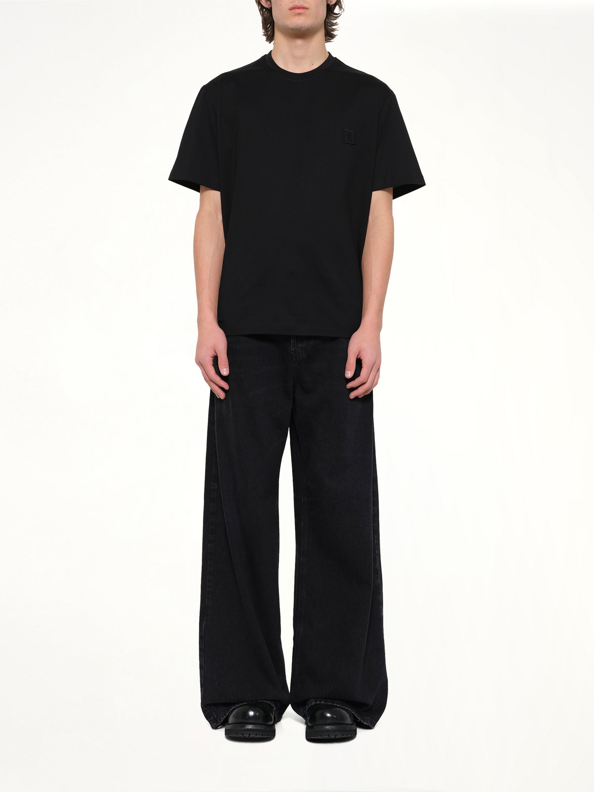 Flower Back Print T-Shirt in Black