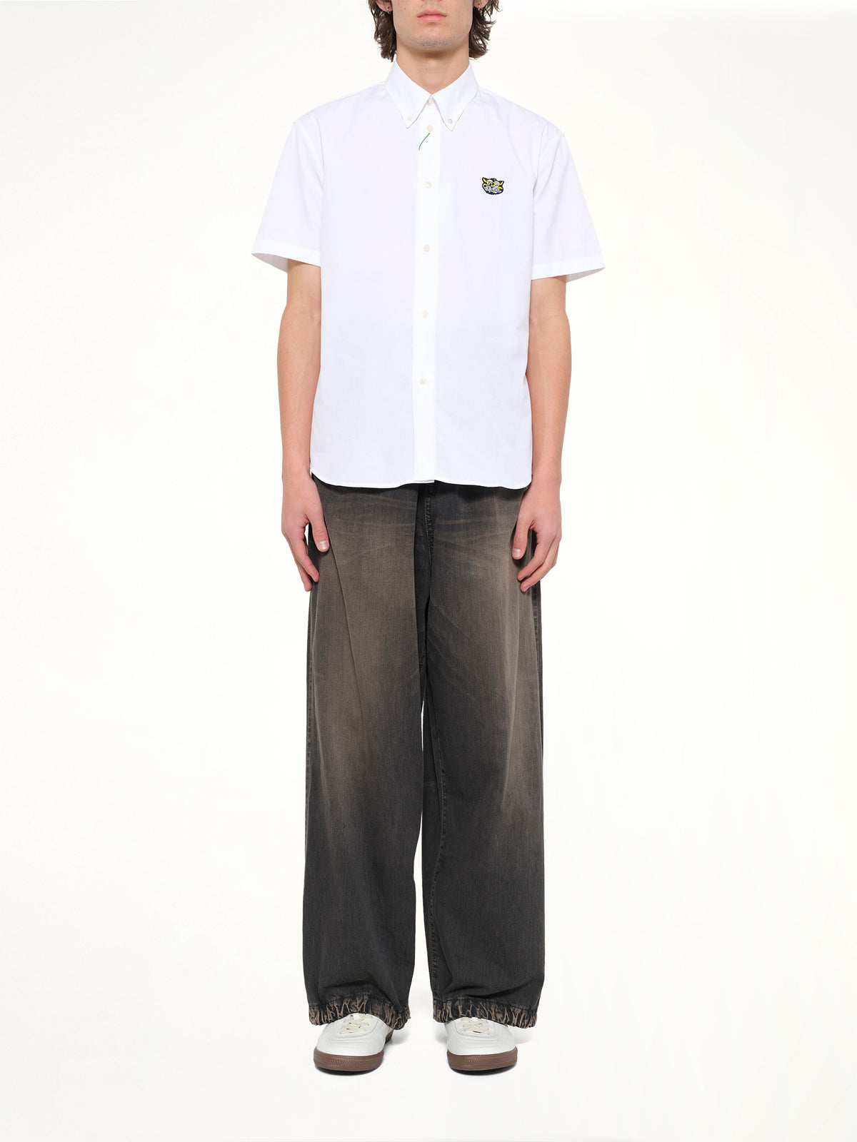 Kenzo Wild Tiger Crest Short Sleeve Shirt in White