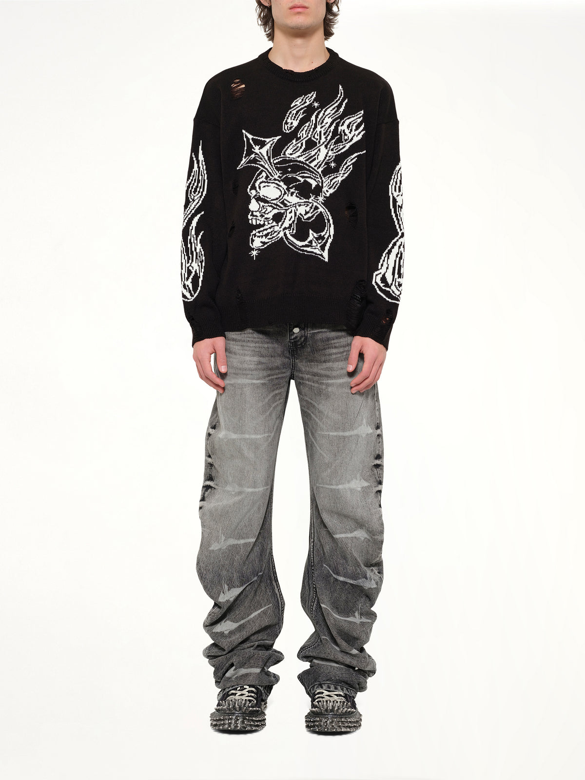 TC Chrome Skull Knit Sweater in Black