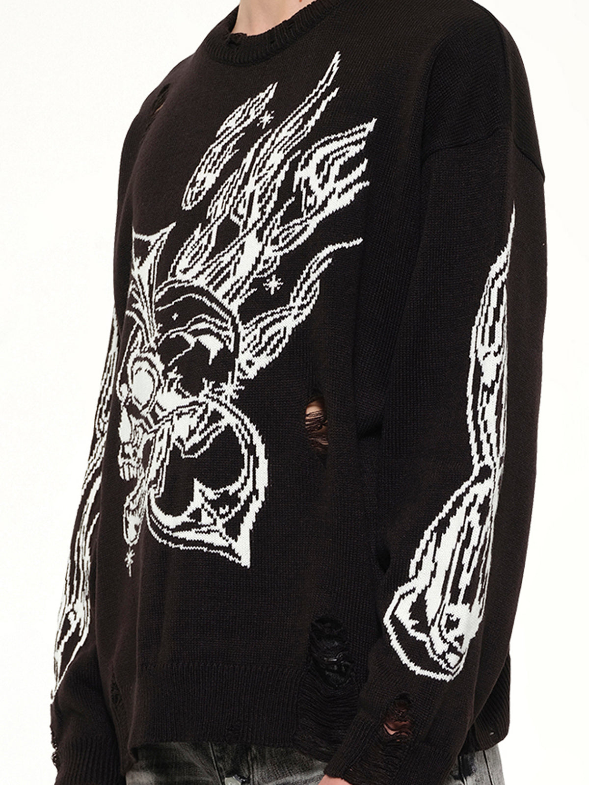 TC Chrome Skull Knit Sweater in Black