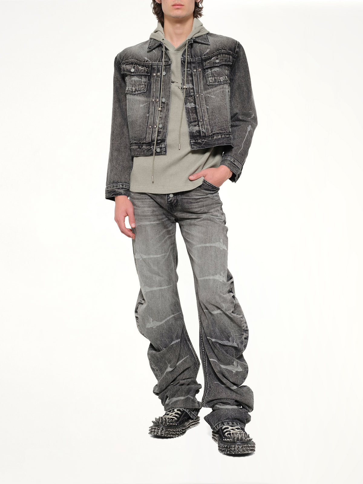 TC Laser Washed Parkour Denim Pants in Black