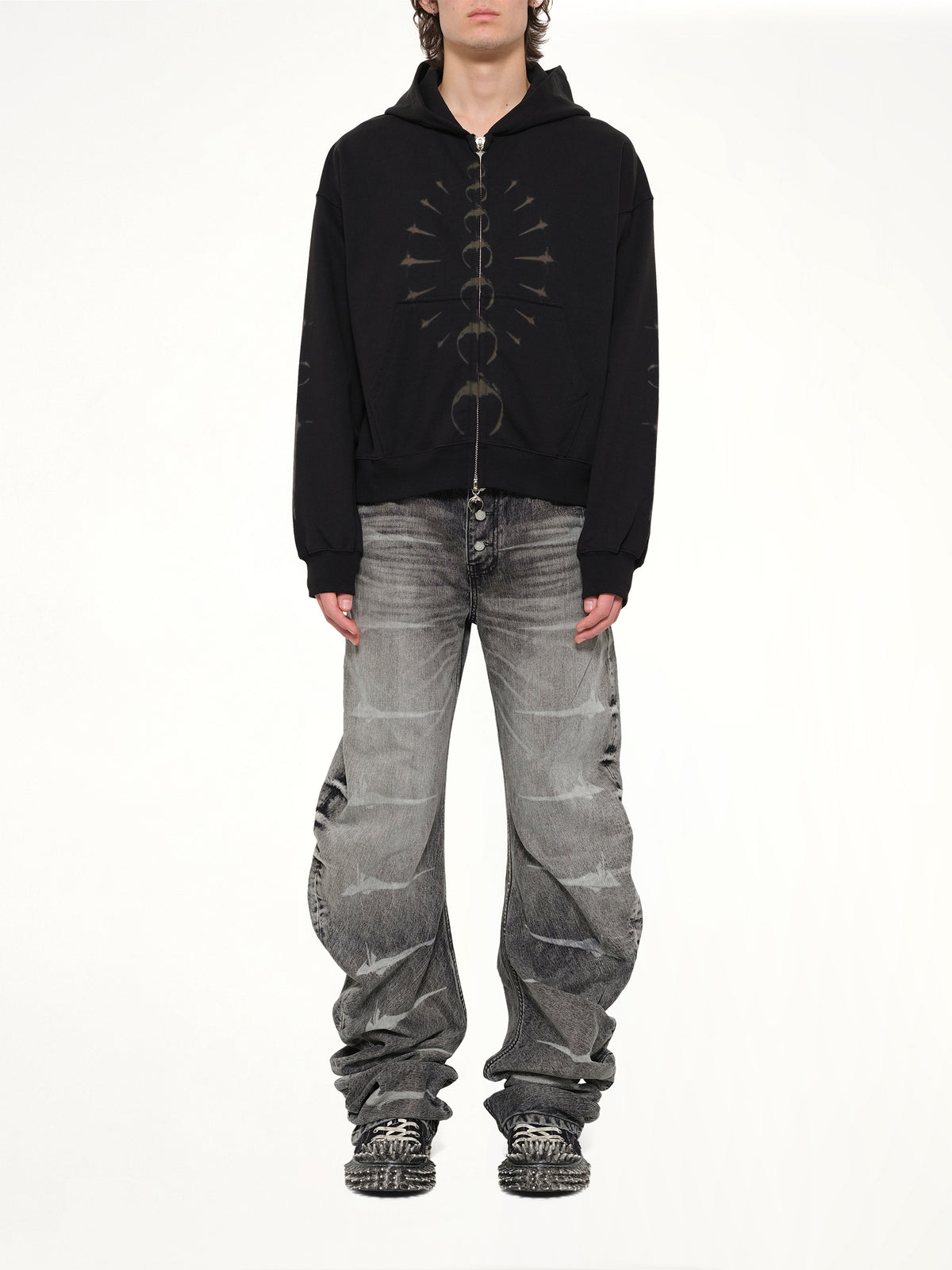 TC Ribcage Zip-Up Hoodie in Black