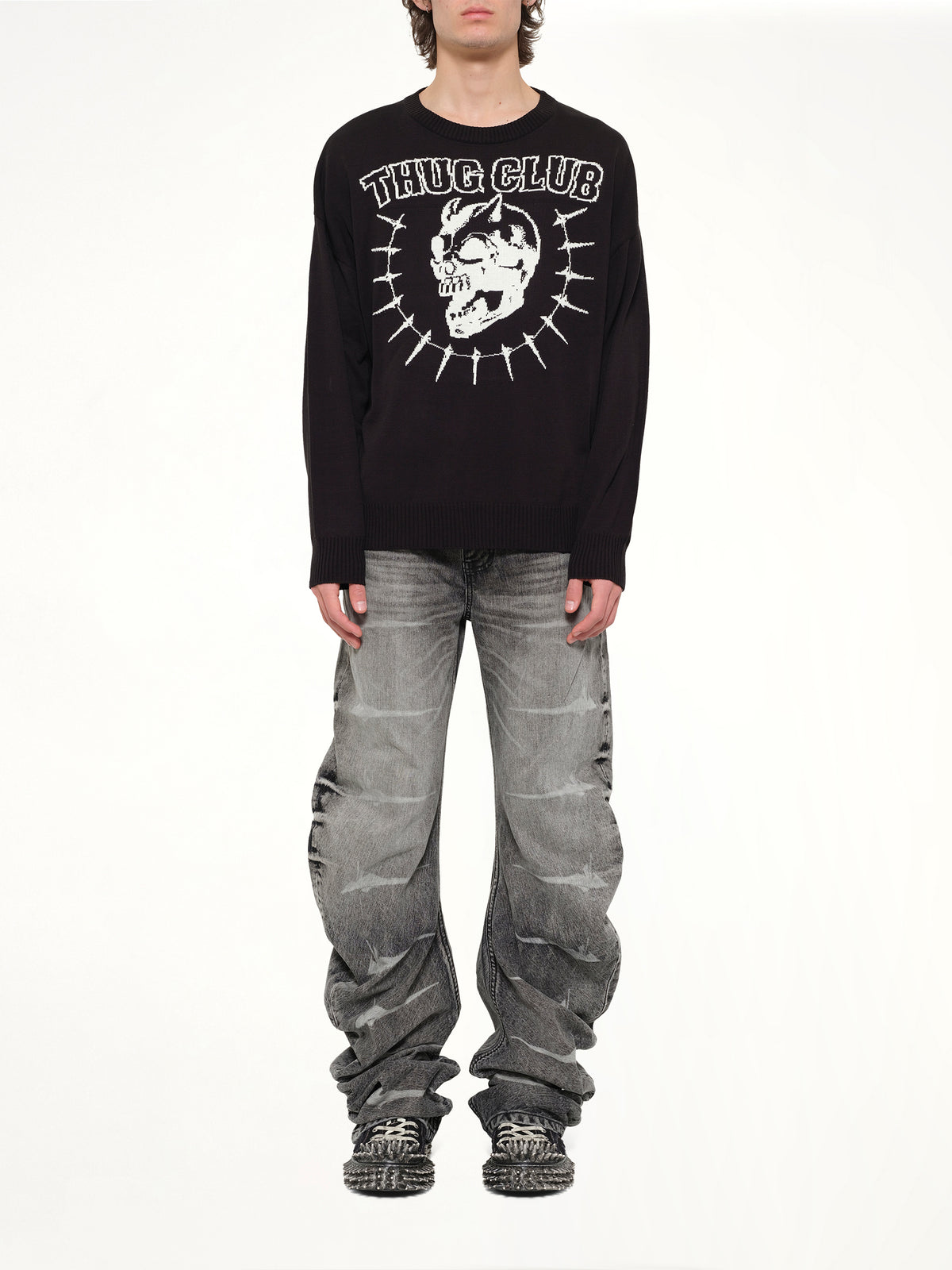 TC Riding Skull Knit Sweater in Black