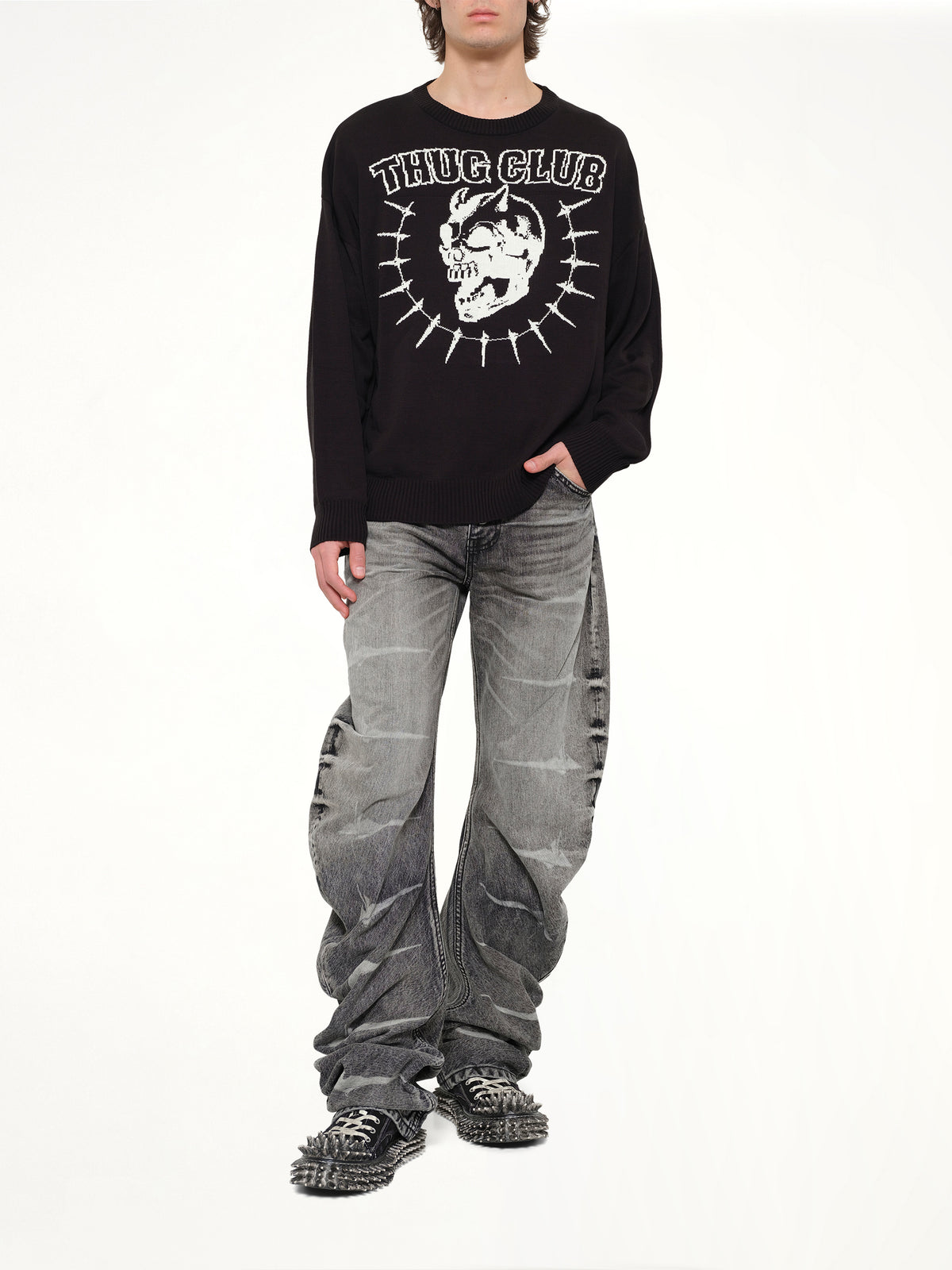 TC Riding Skull Knit Sweater in Black