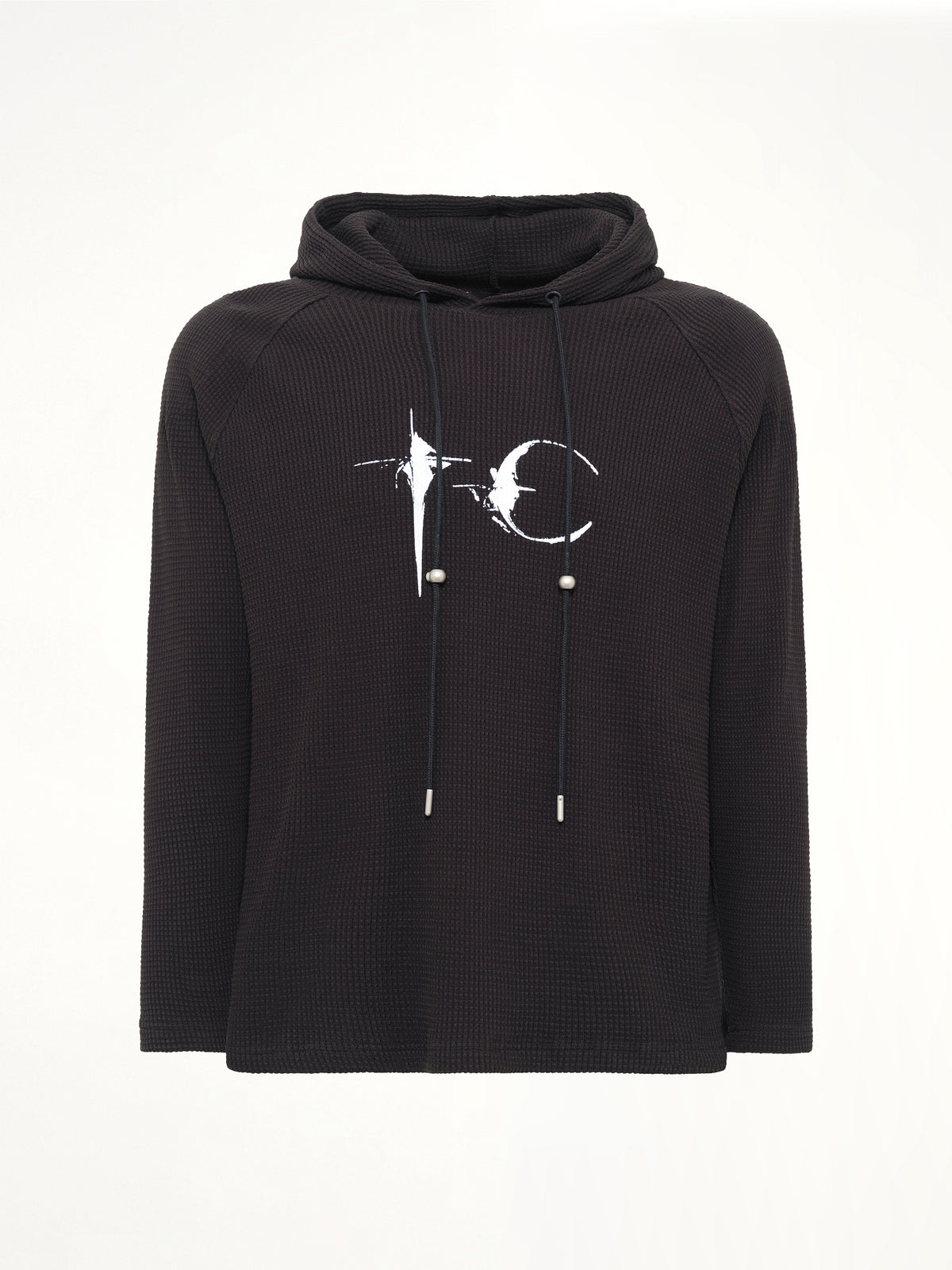 Bulk Shoulder Waffle Hoodie in Black