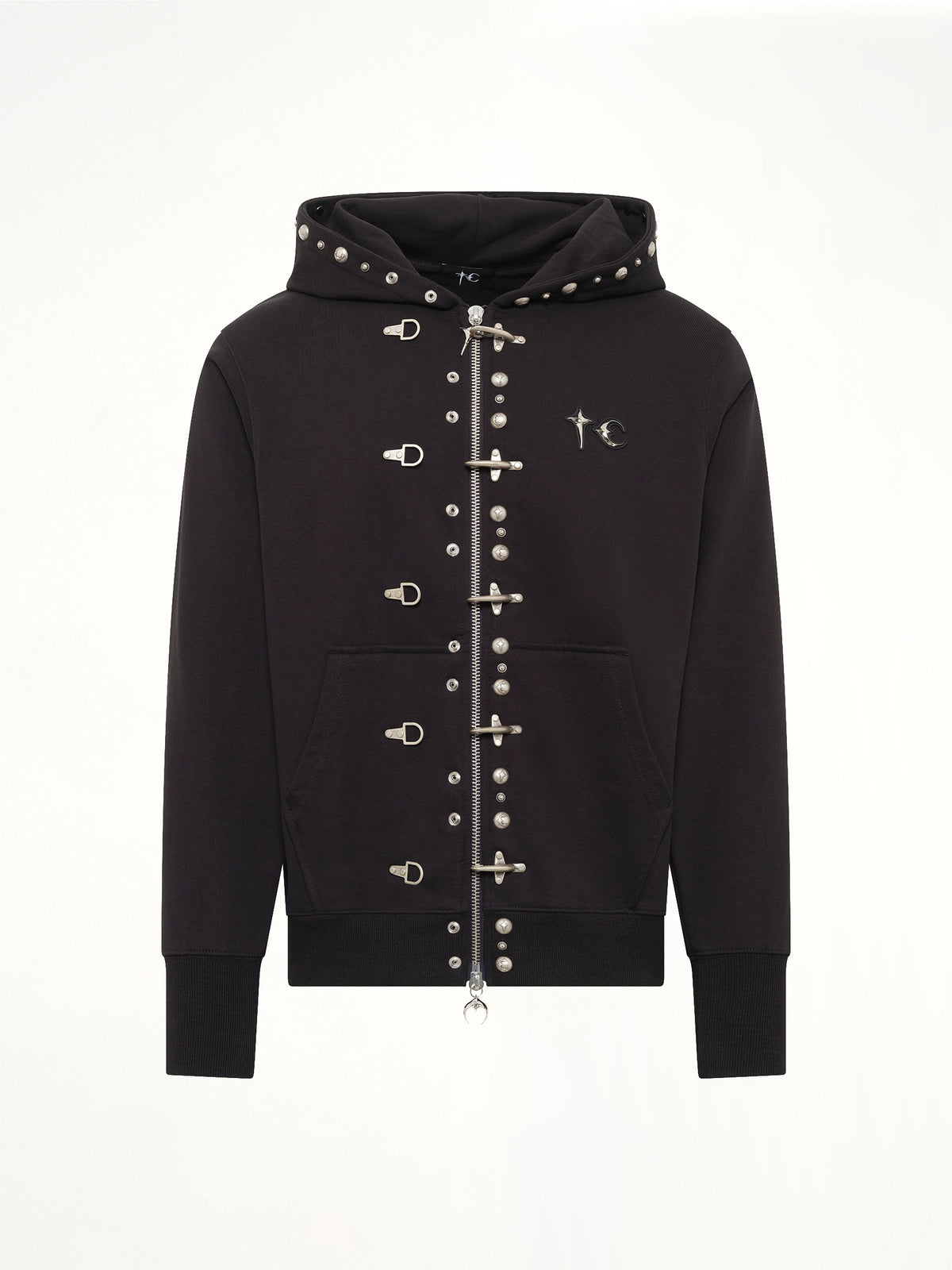 TC Studded Line Zip-Up Hoodie in Black
