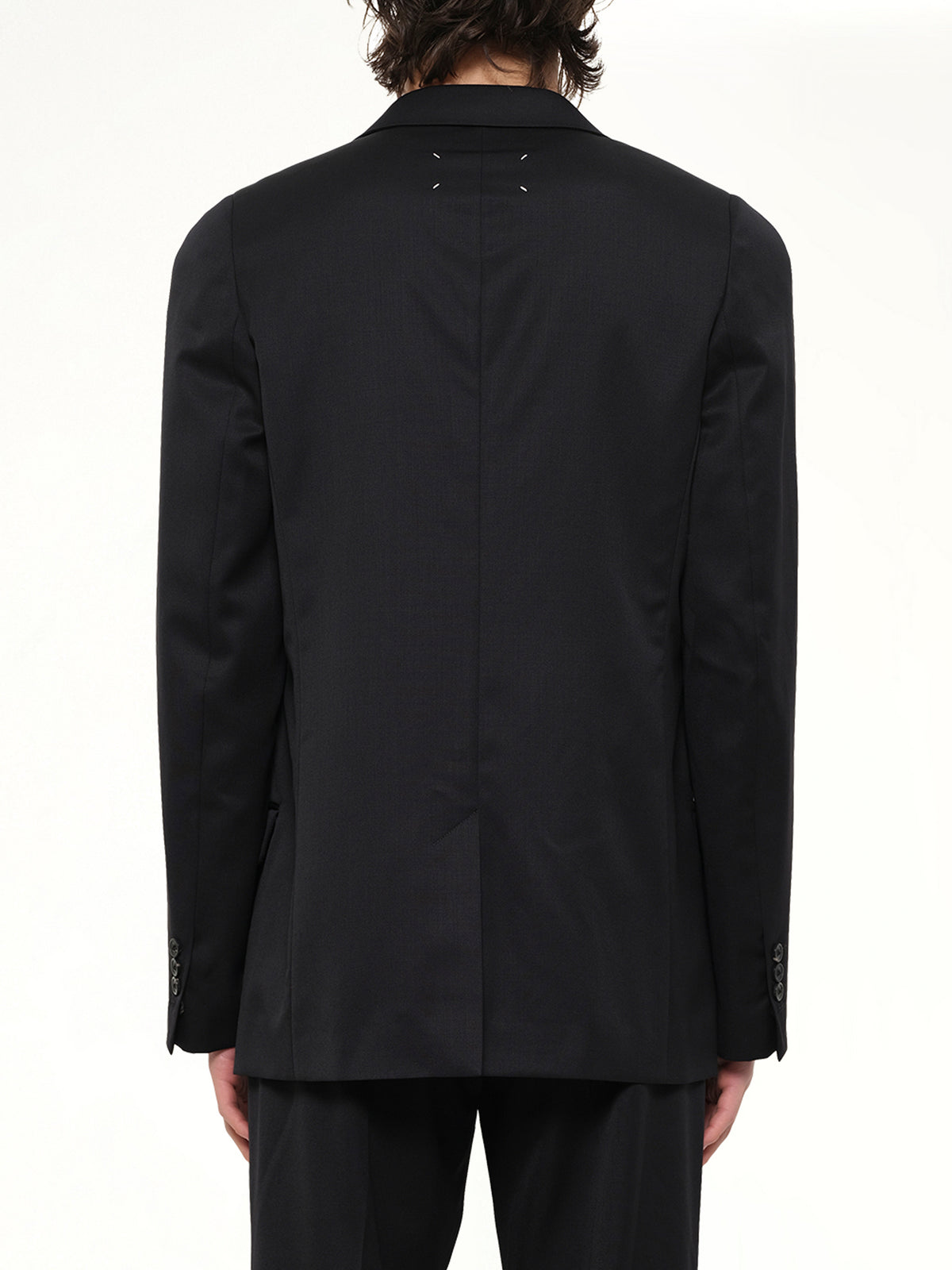 Compact Light Wool Blazer in Black