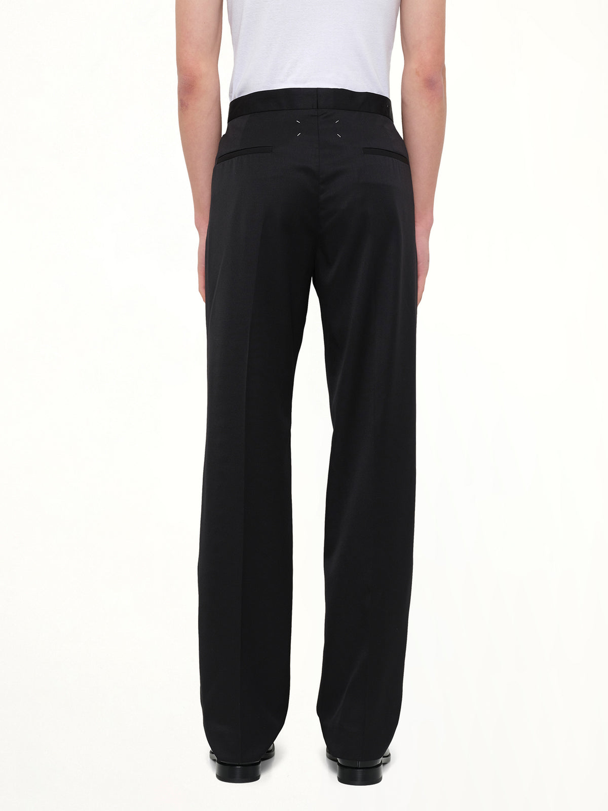 Compact Light Wool Suit Pants in Black