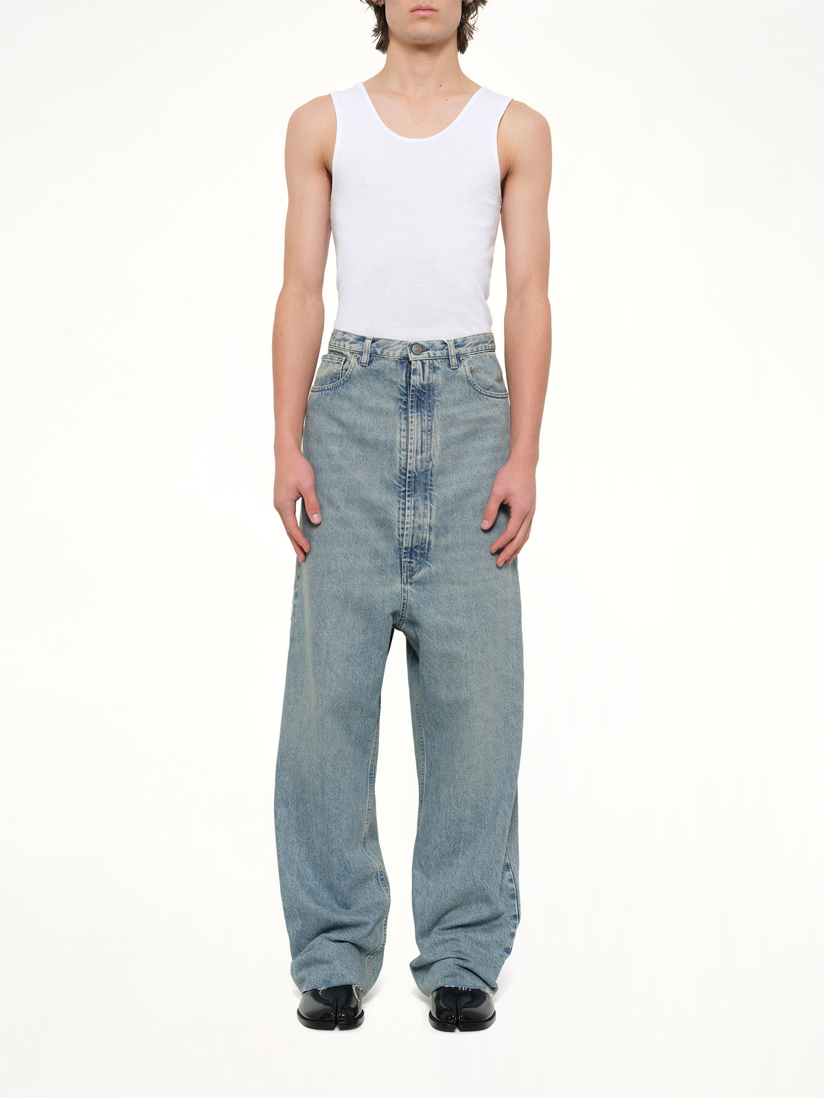 Dropped Crotch Jeans in Ice Blue