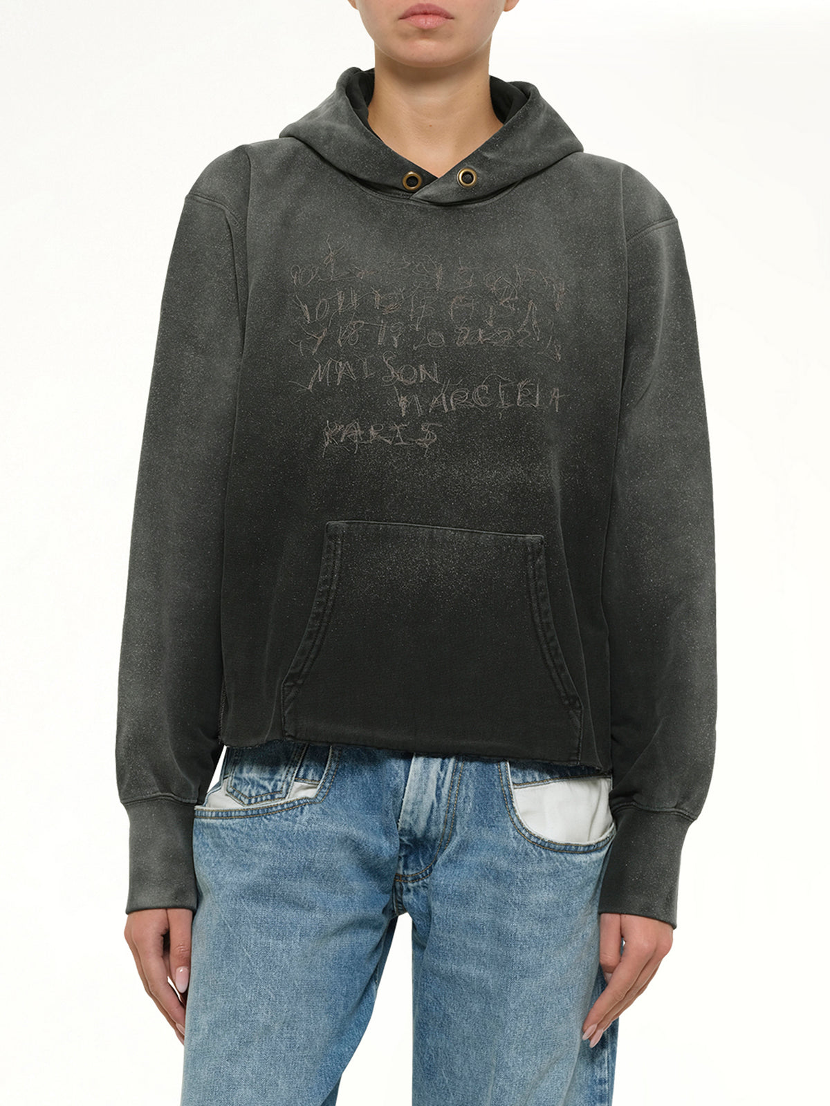 Number Hoodie in Washed Black