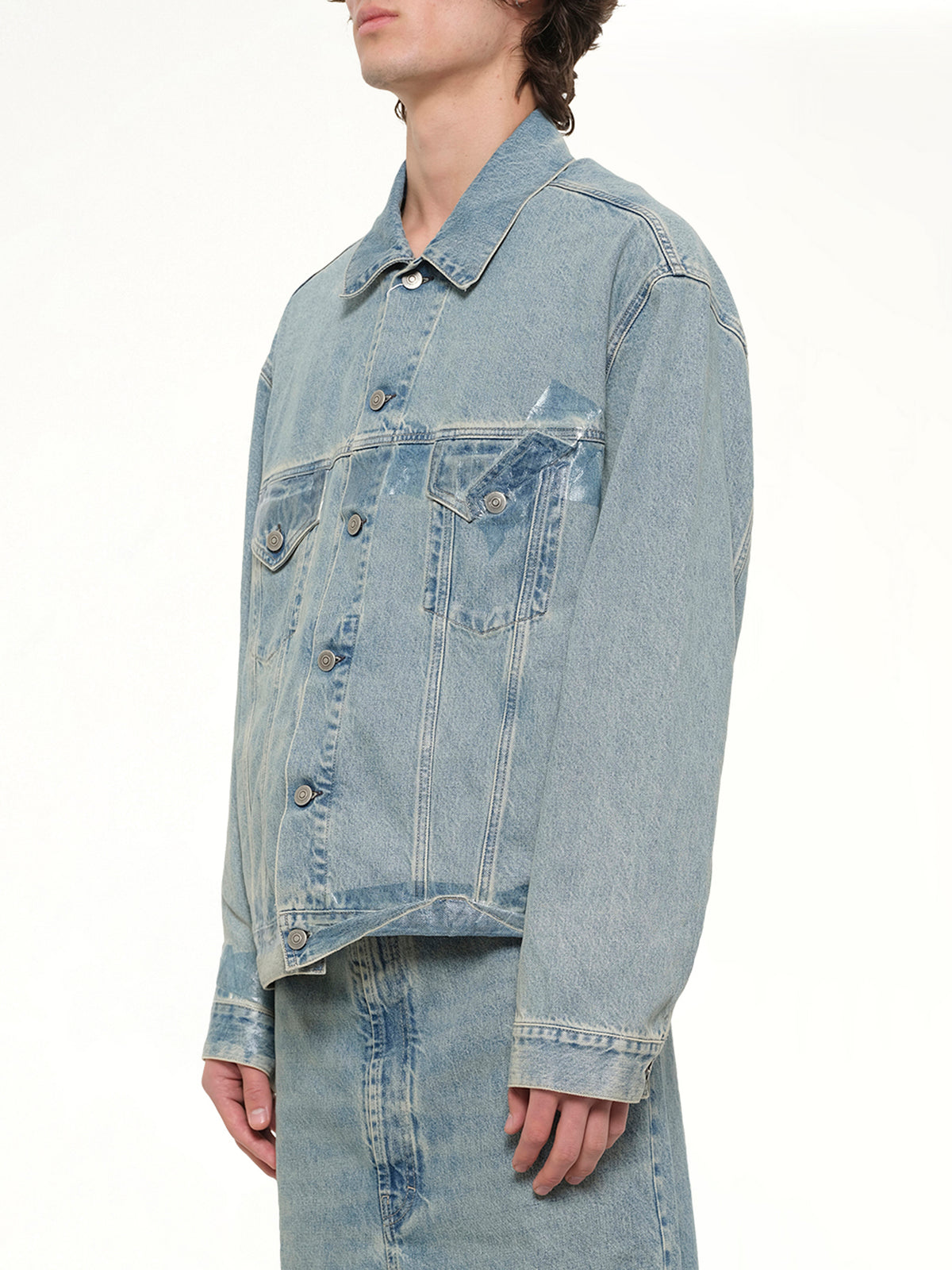 Tape Denim Jacket in Ice Blue