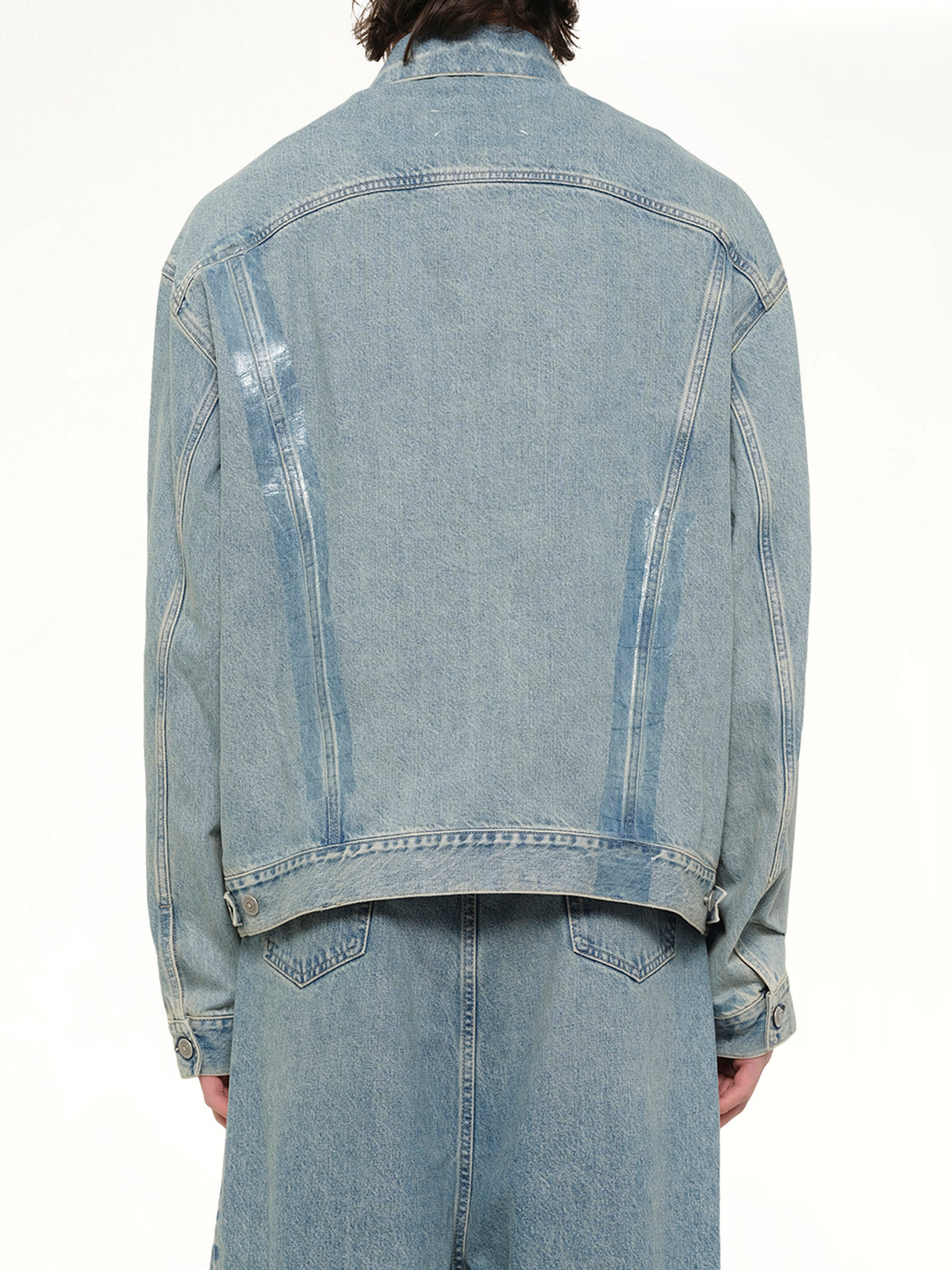 Tape Denim Jacket in Ice Blue
