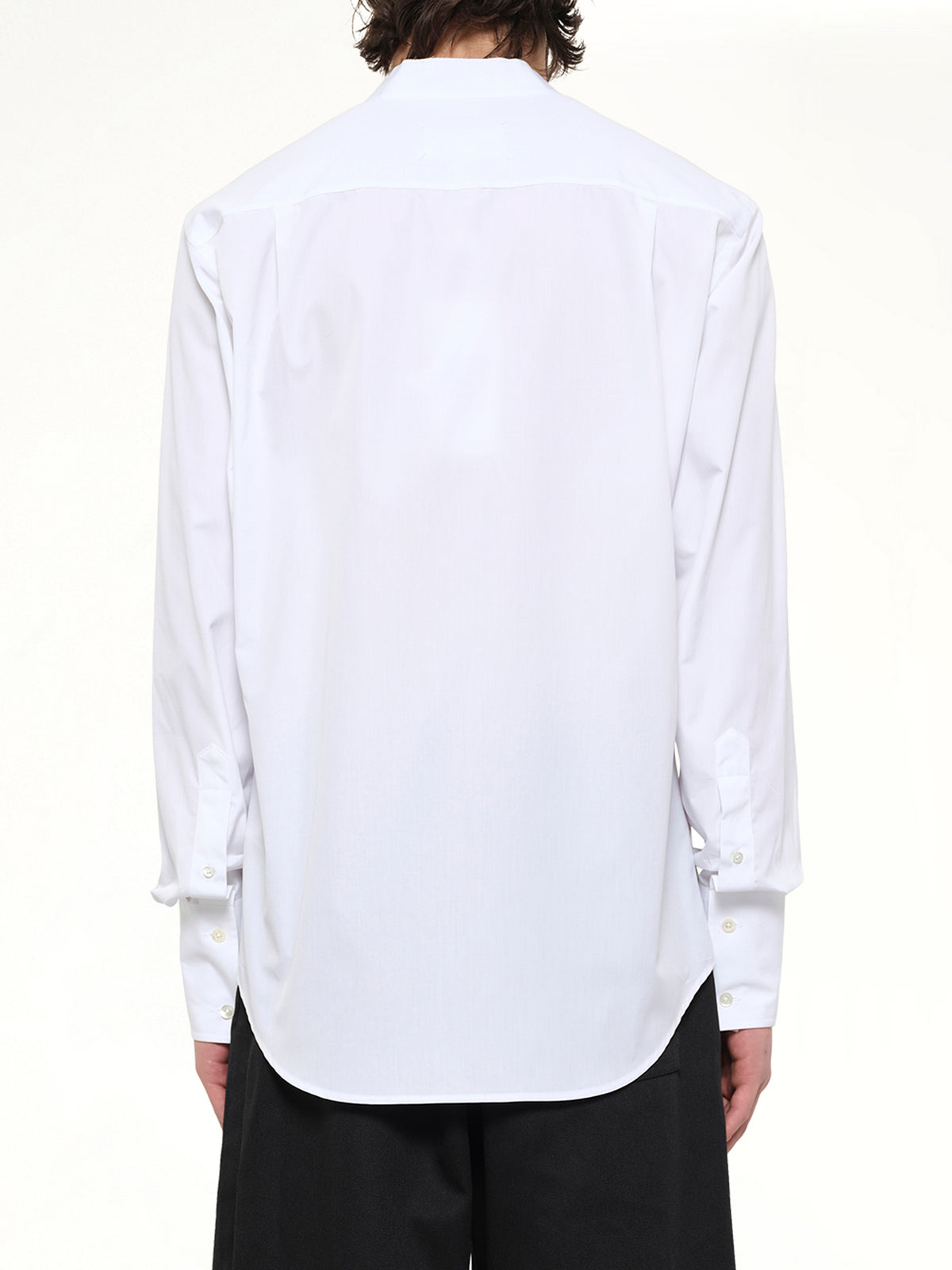 V Neck Long Sleeved Shirt in White