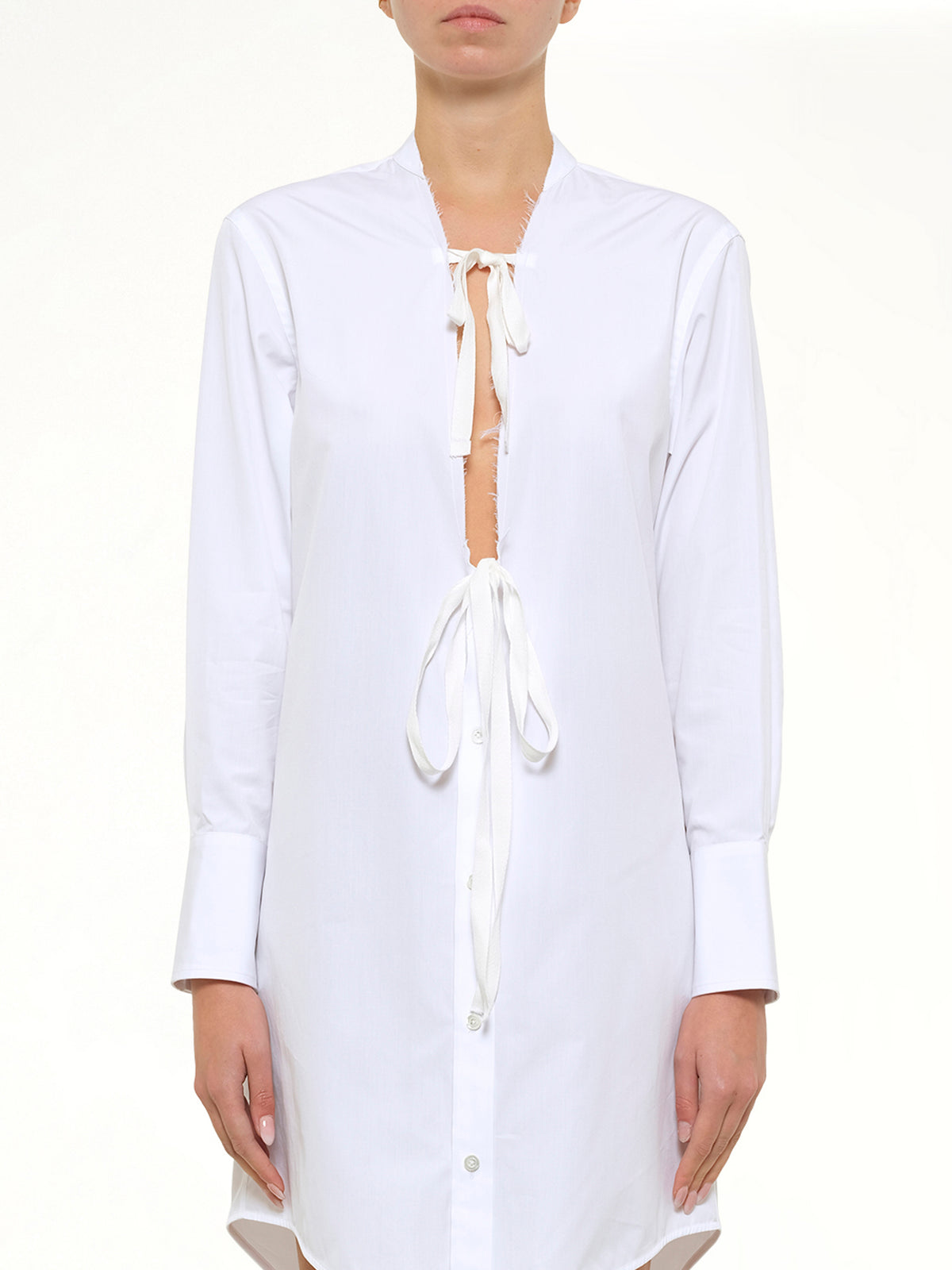V Neck Midi Dress in White