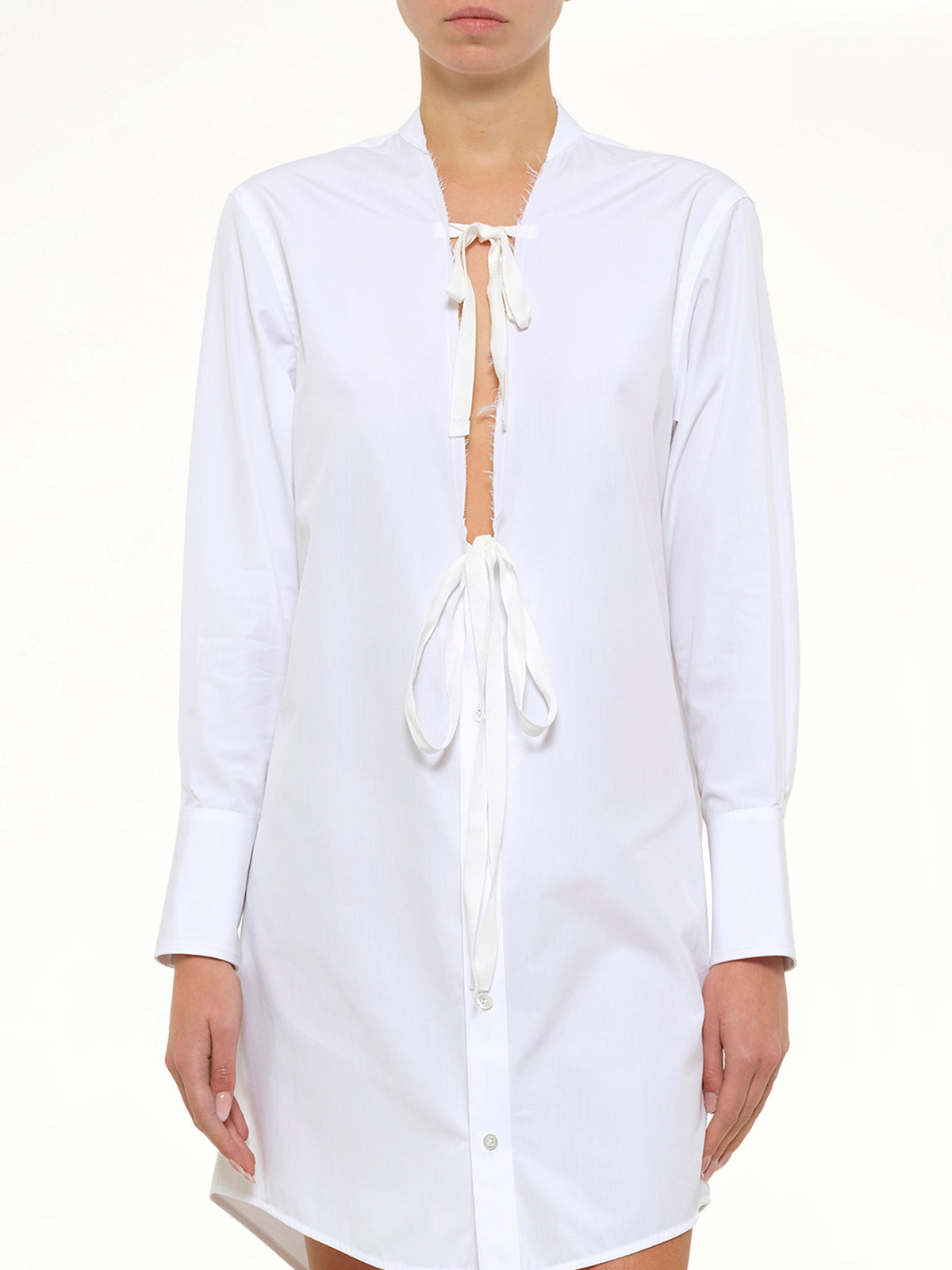 V Neck Midi Dress in White