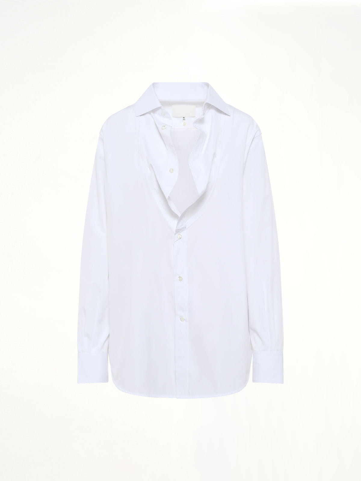 Open Neck Long Sleeve Shirt in White